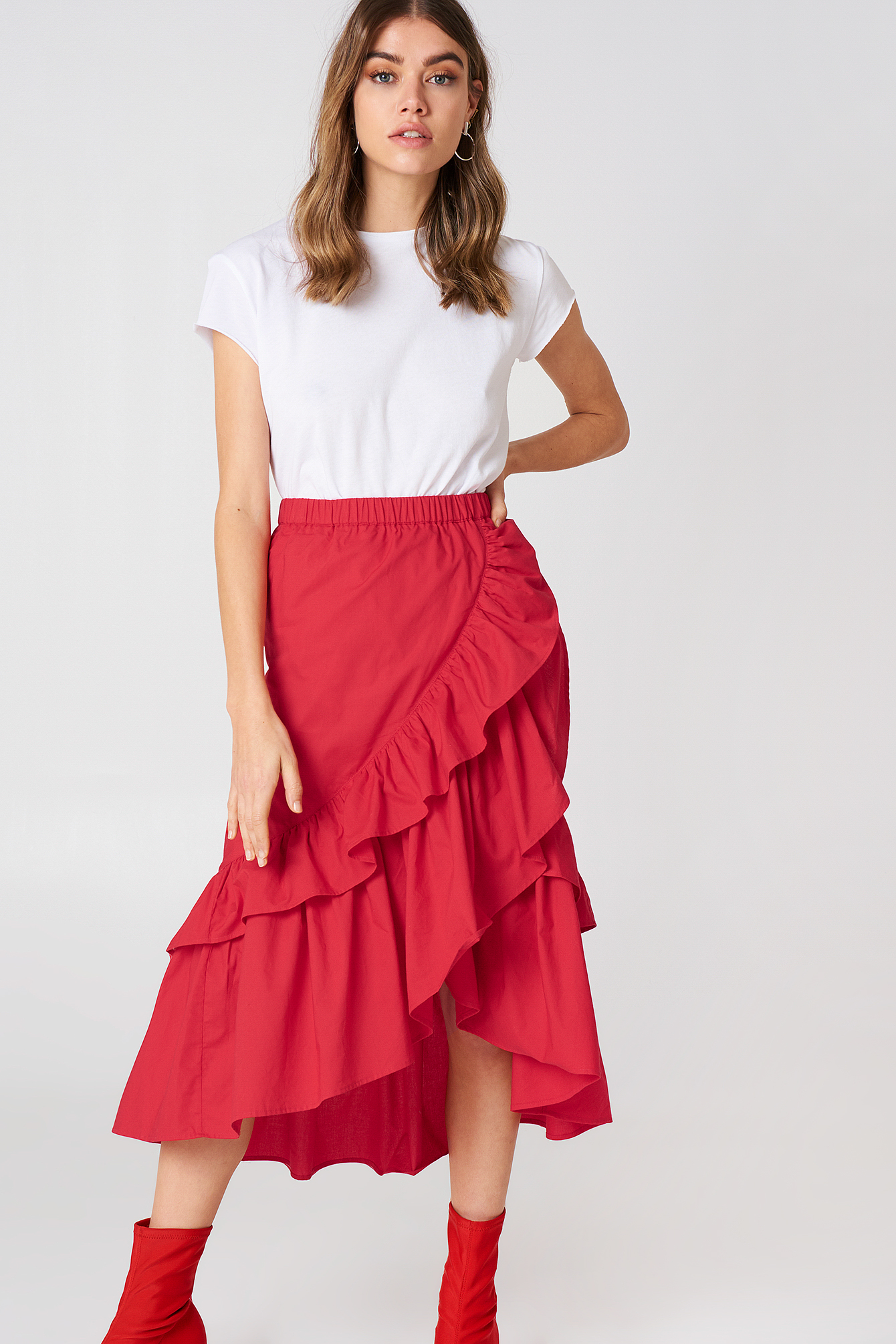ruffle skirt red