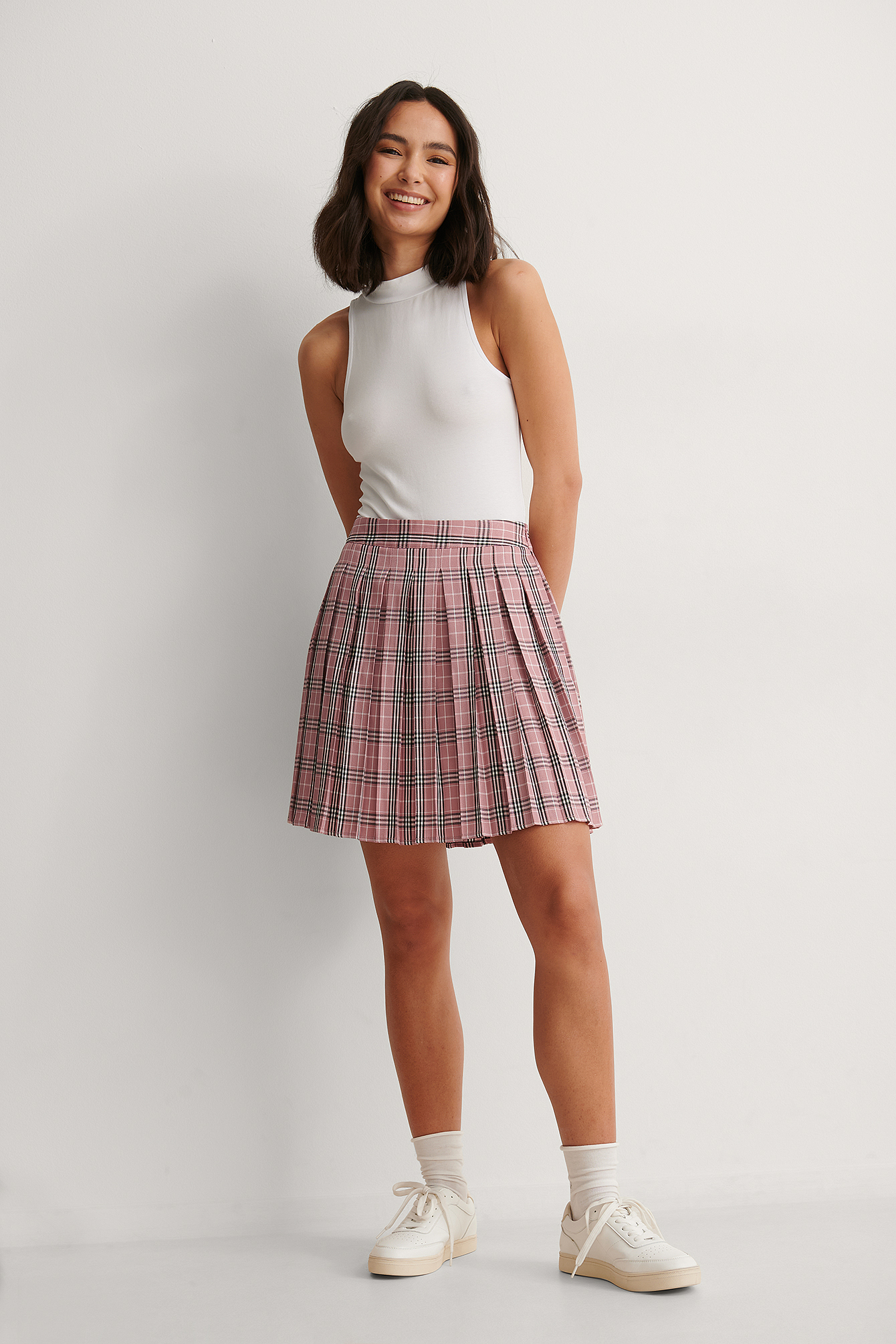 Checked Pleat Mini Checked Skirt