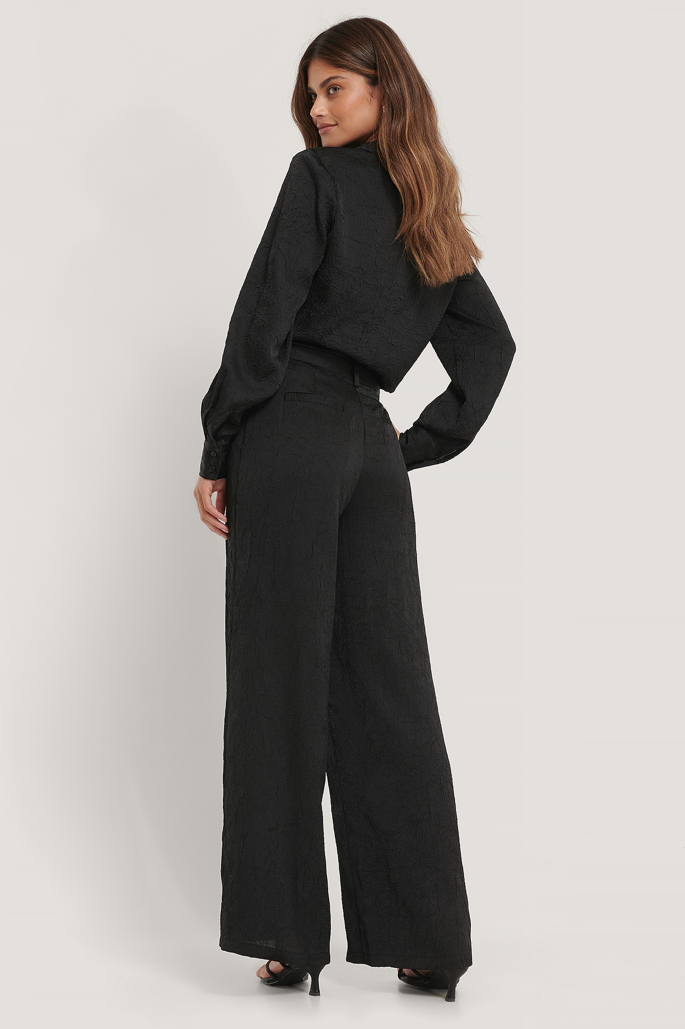Crinkled Suit Pants Black | na-kdlounge.com