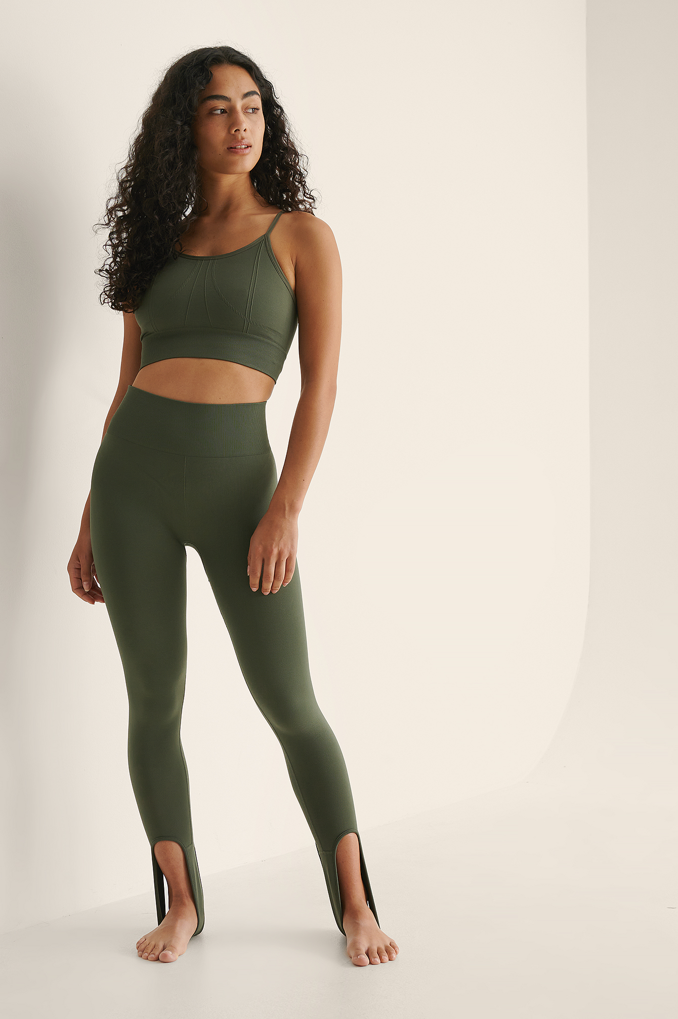 Olive Recycled Cropped Sport Top