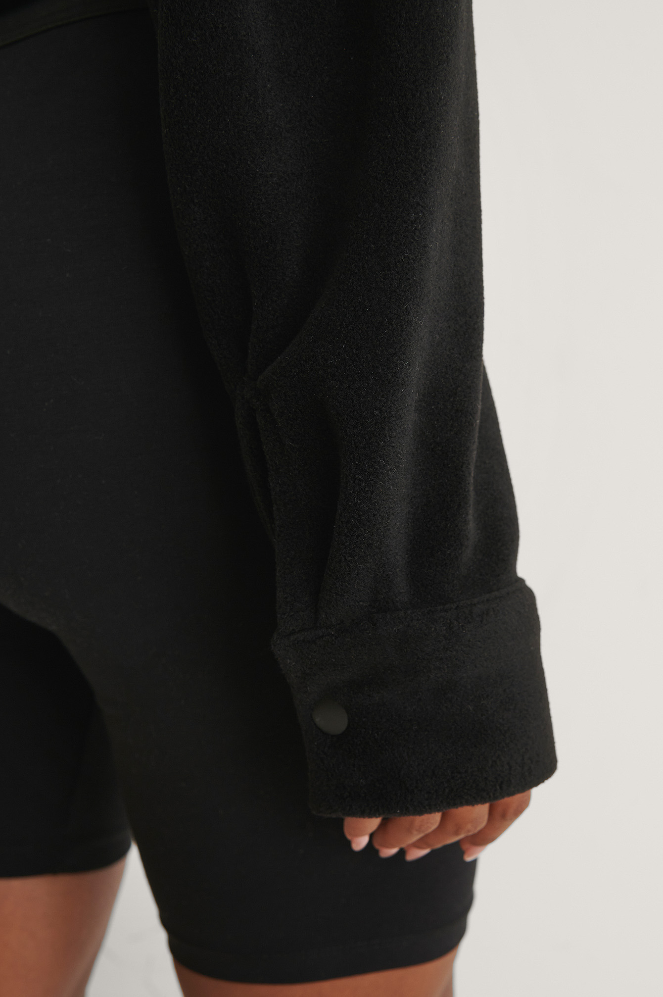 Black Polo Collar Crop Sweatshirt