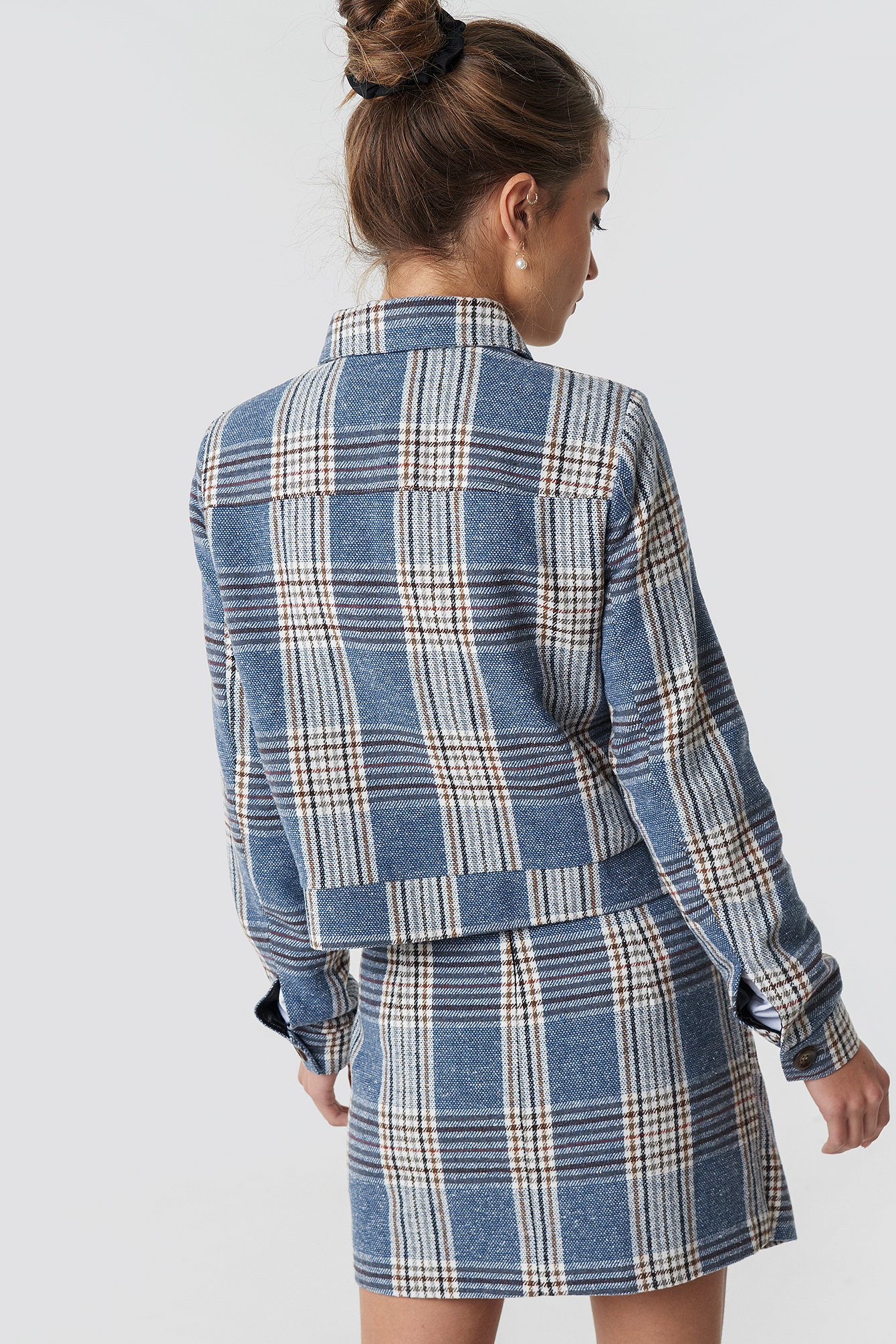 checked short jacket