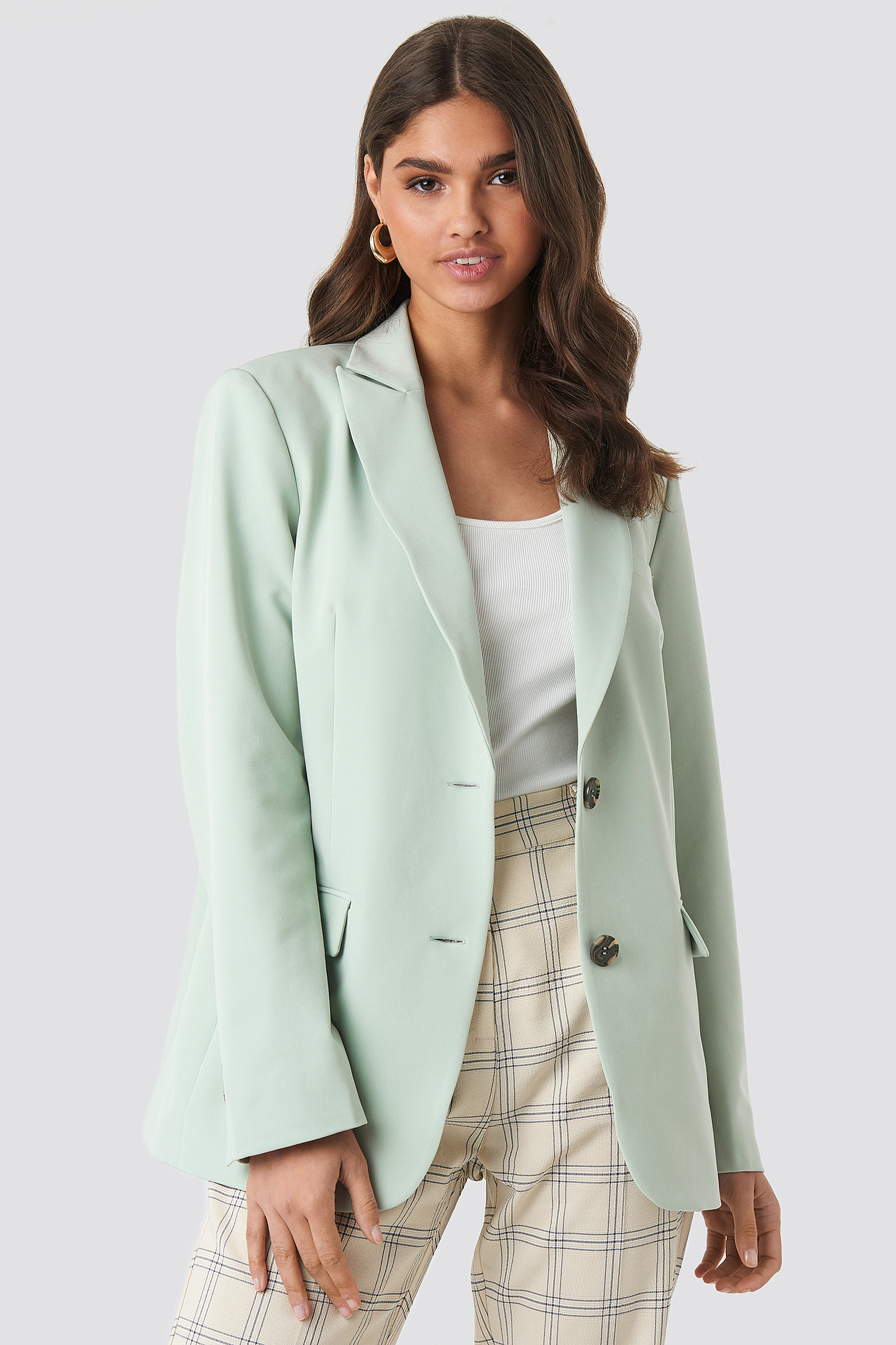 green fitted blazer