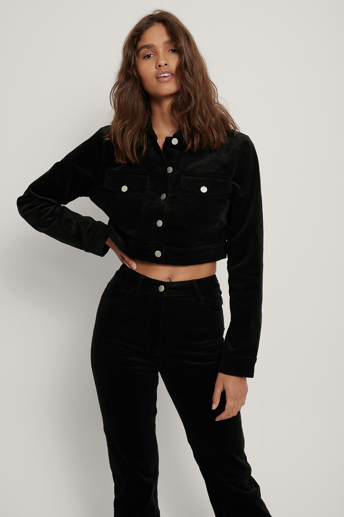 black cropped cord jacket