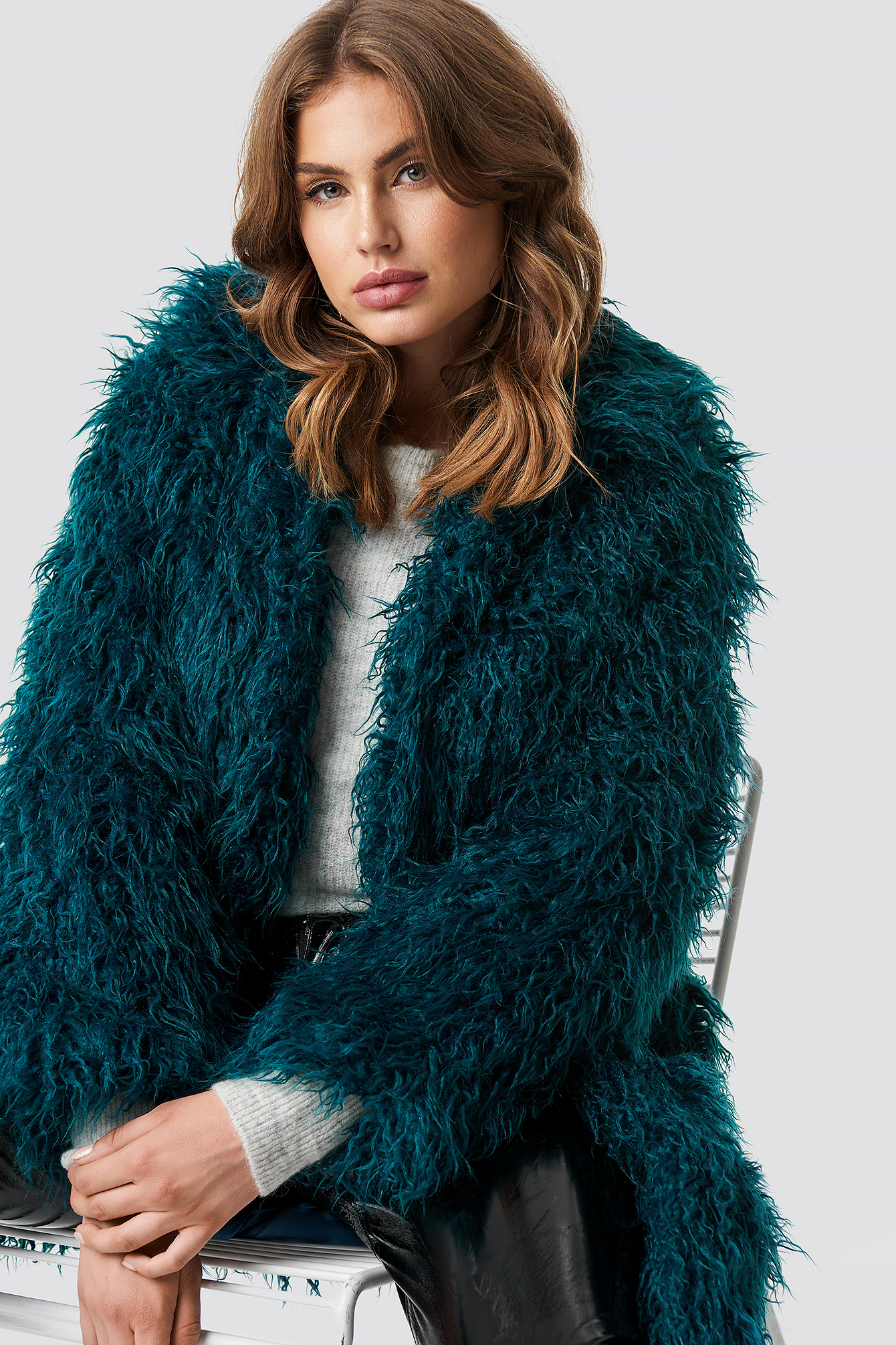 faux fur long jacket