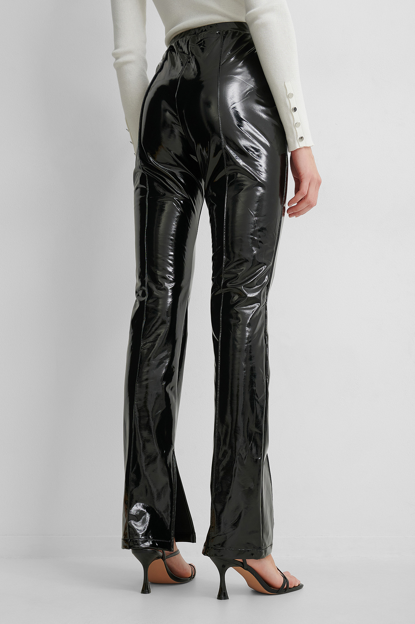 black patent pants