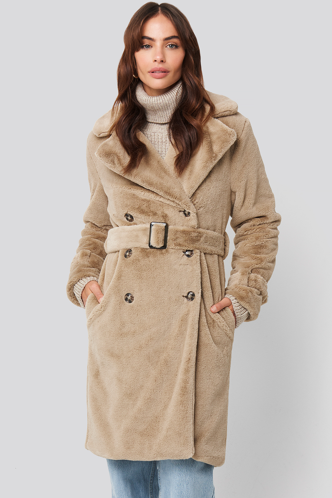 double breasted belted coat