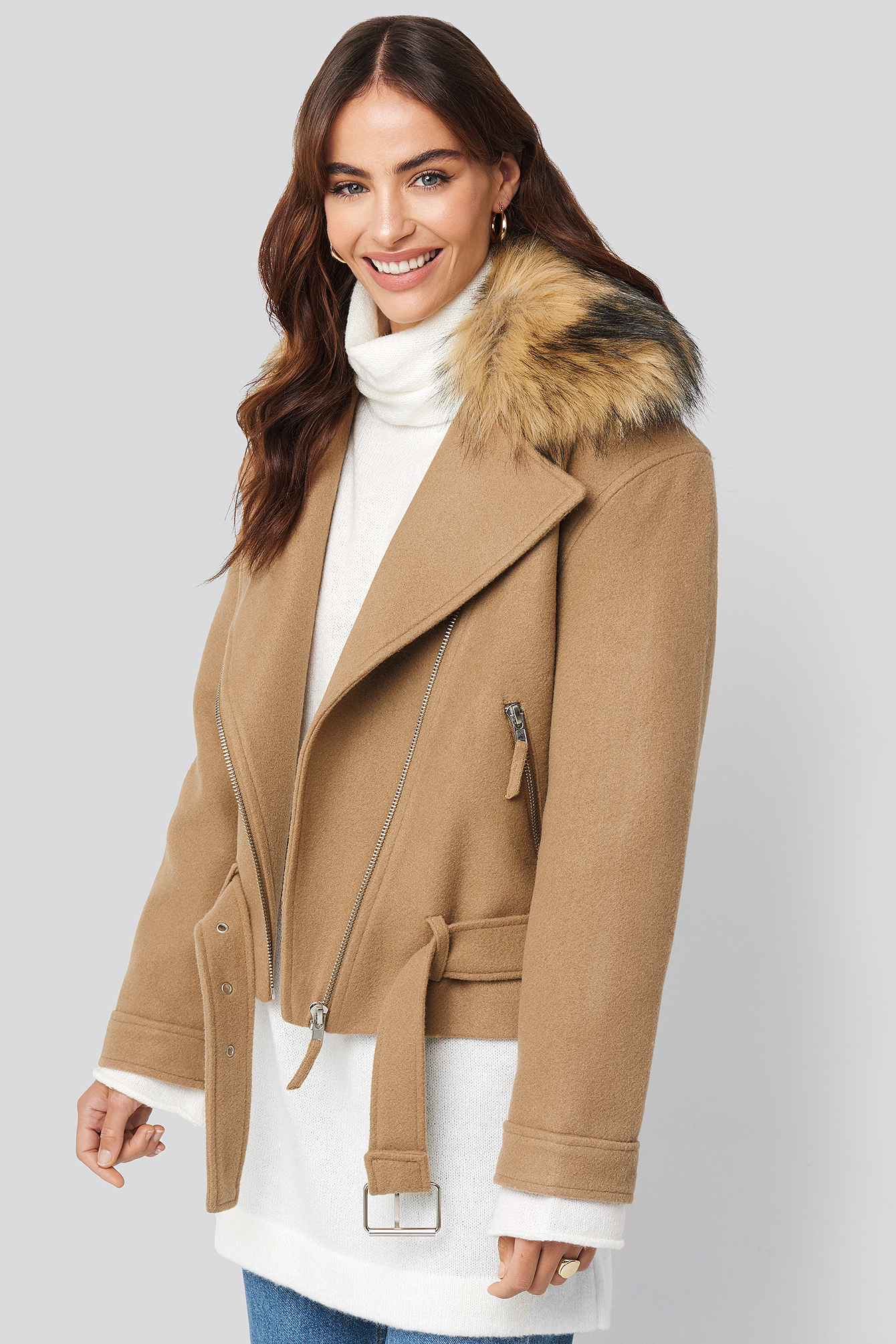 faux shearling collar jacket
