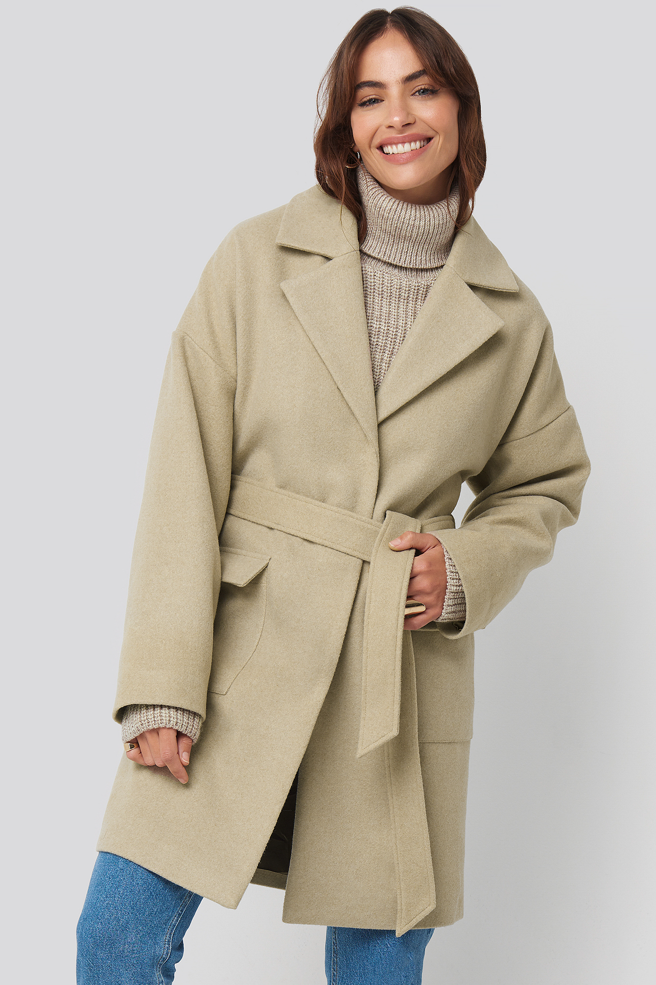 beige midi coat