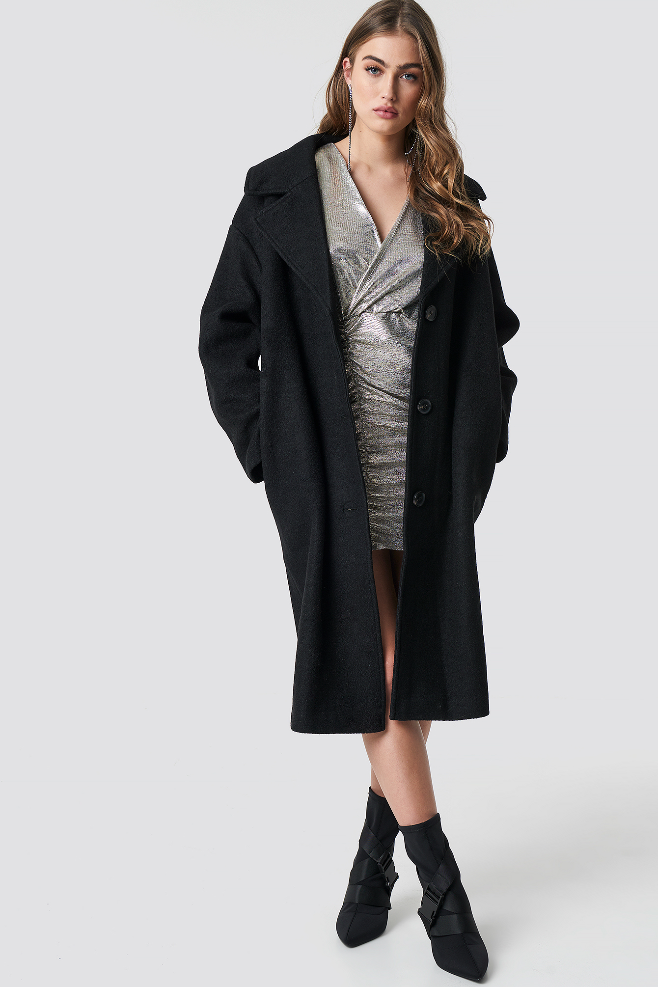 wool blend black coat