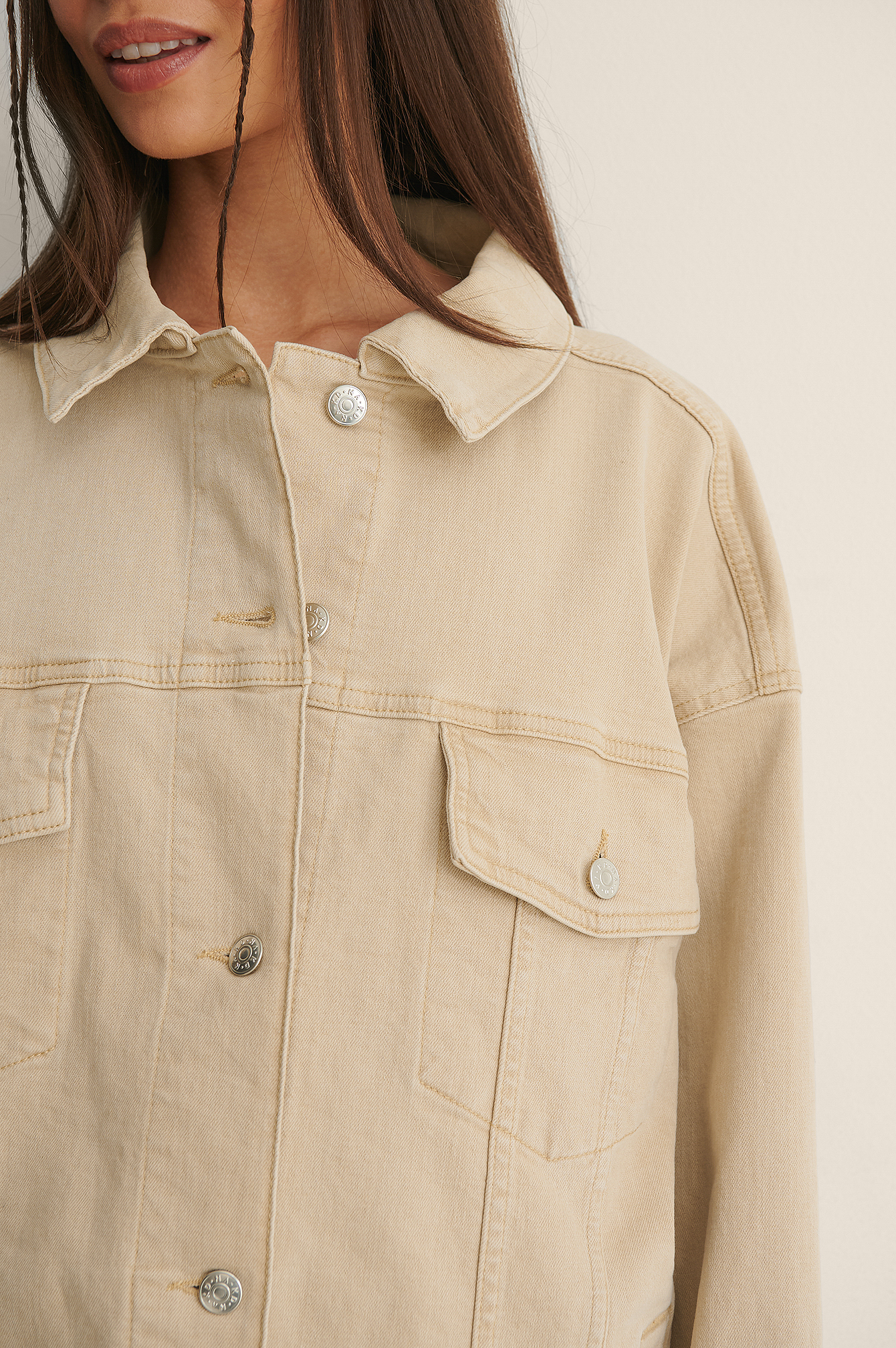 oversized tan jacket