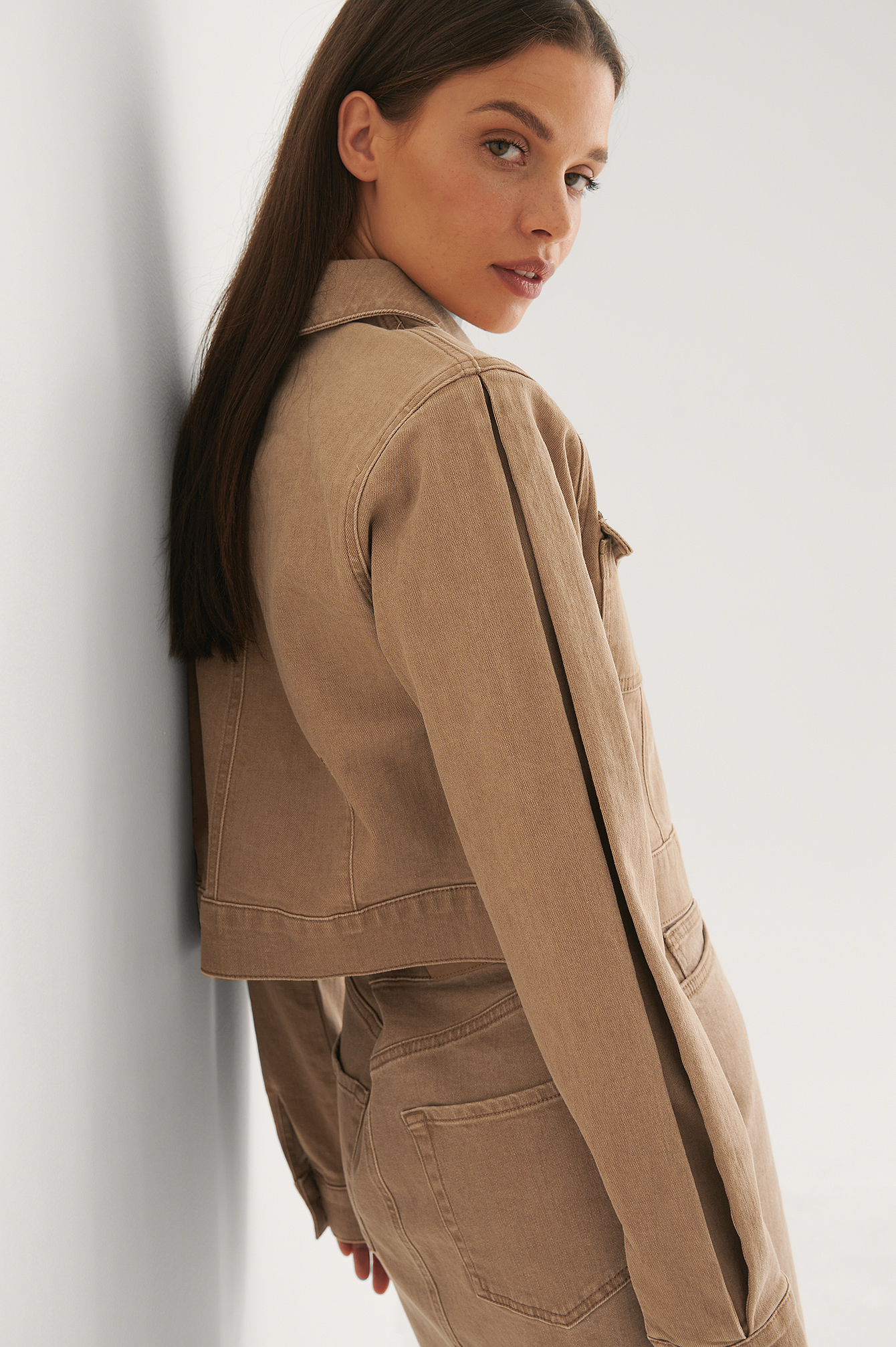 cropped colored denim jacket