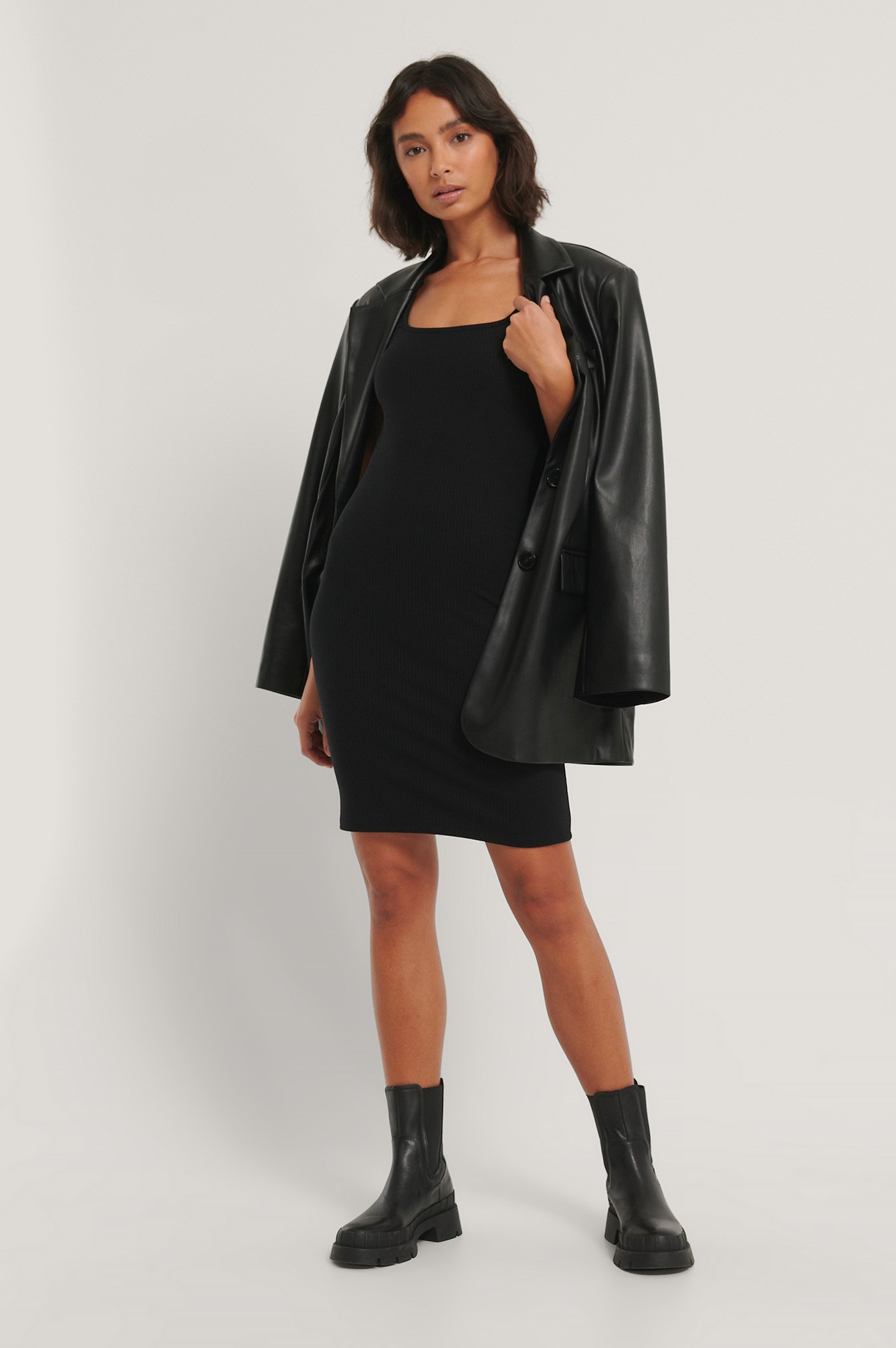 Ribbed Jersey Dress Black | na-kdlounge.com