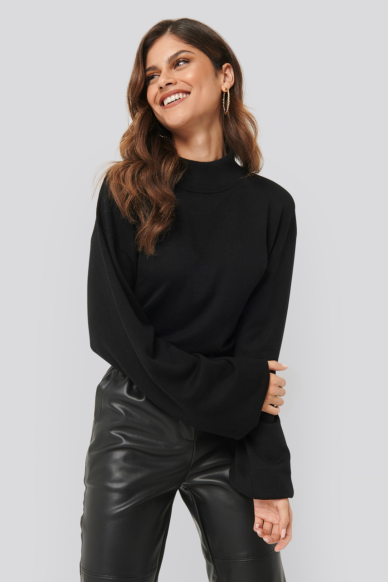 cropped balloon sleeve jumper