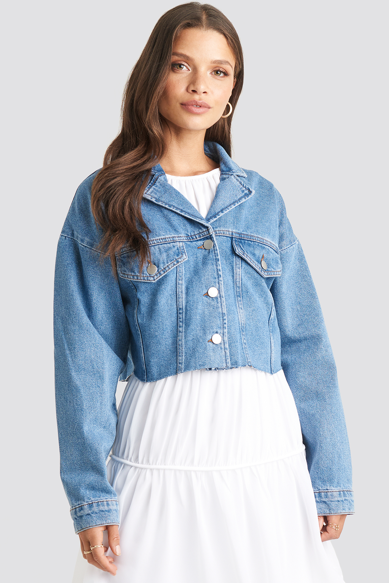 light blue cropped jean jacket
