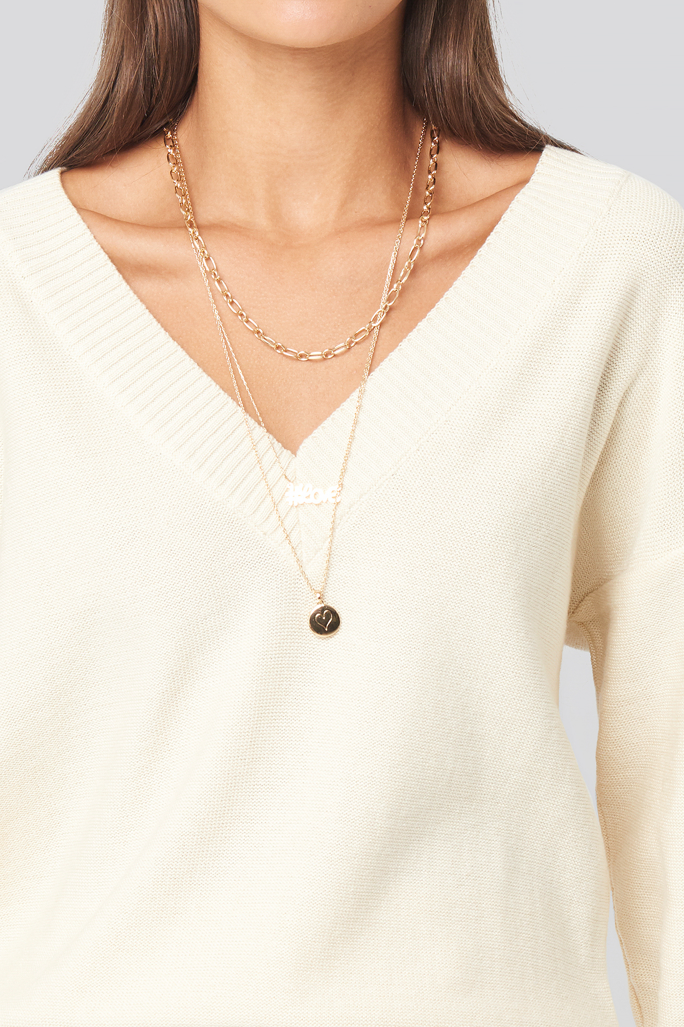 VNeck Oversized Sweater White