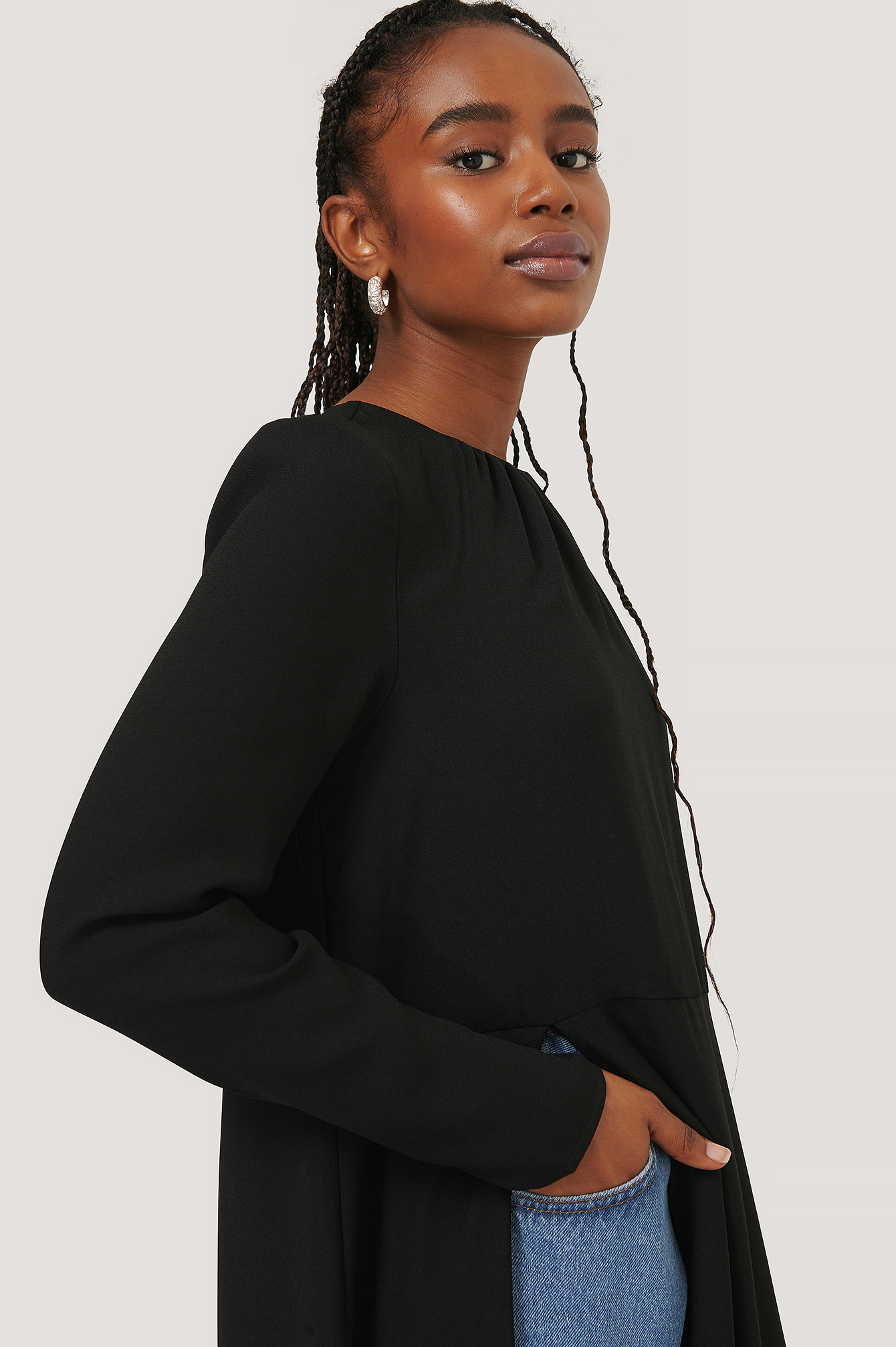 black side split midi dress