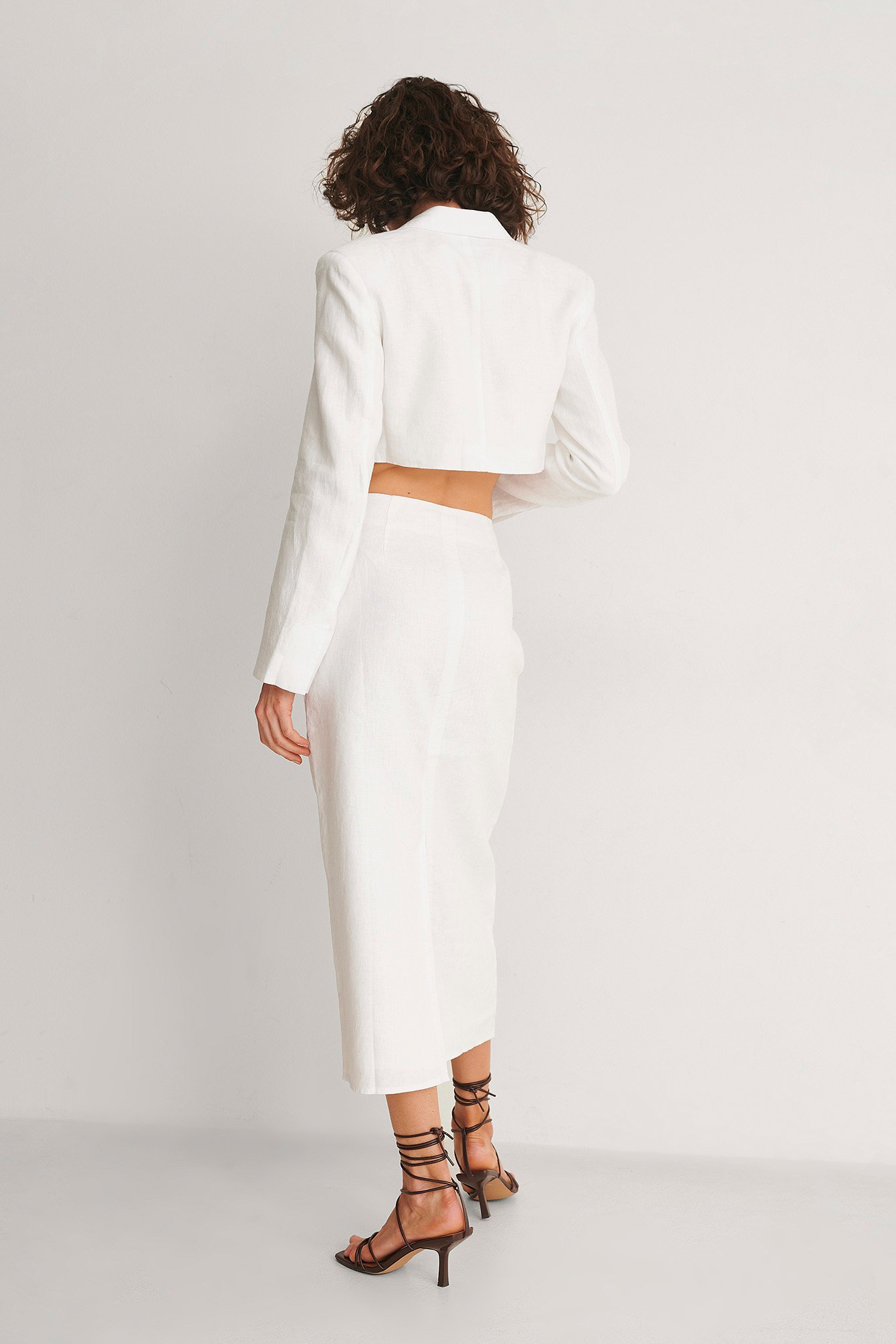 white linen pencil long skirt