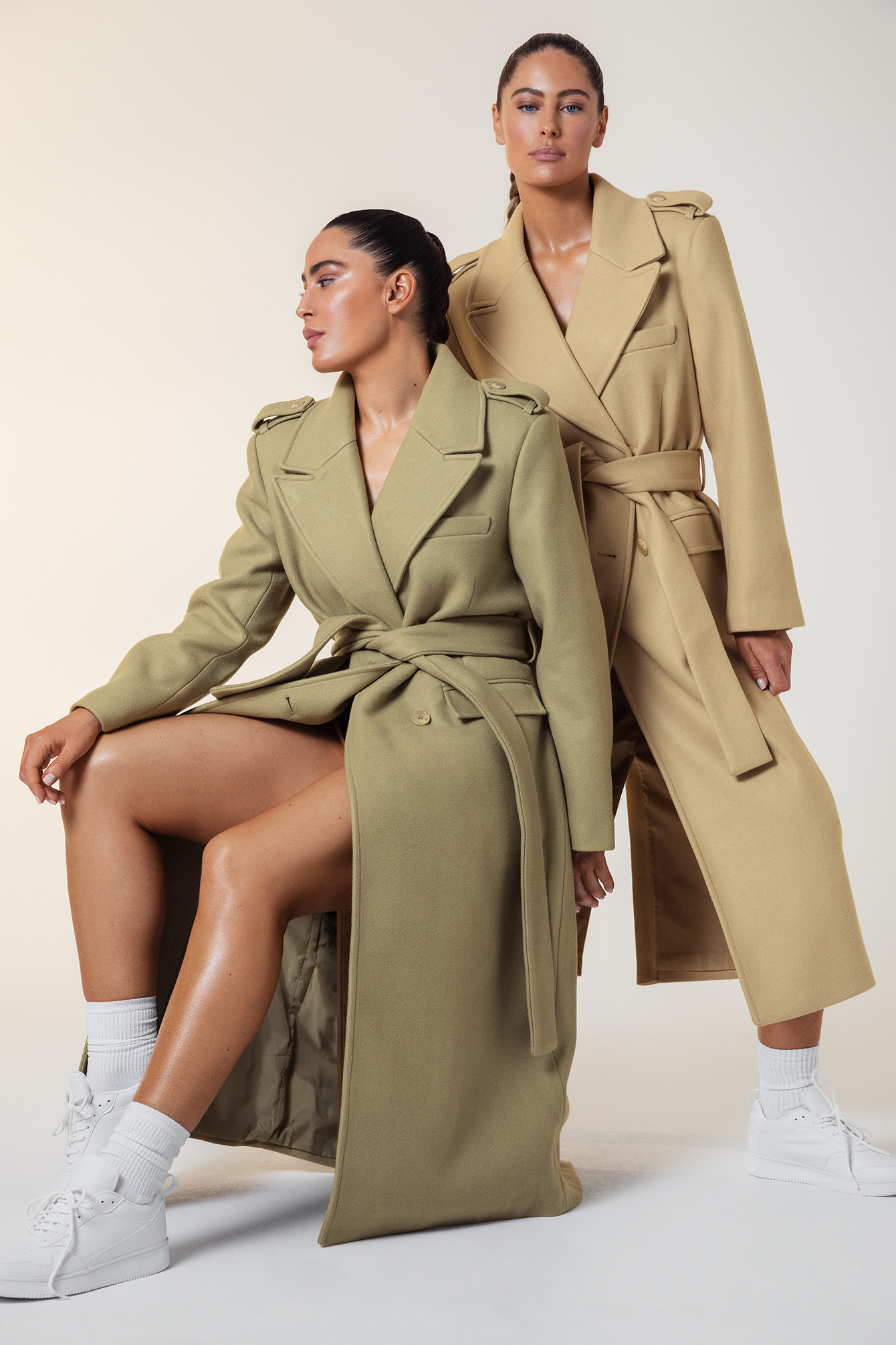 khaki maxi coat