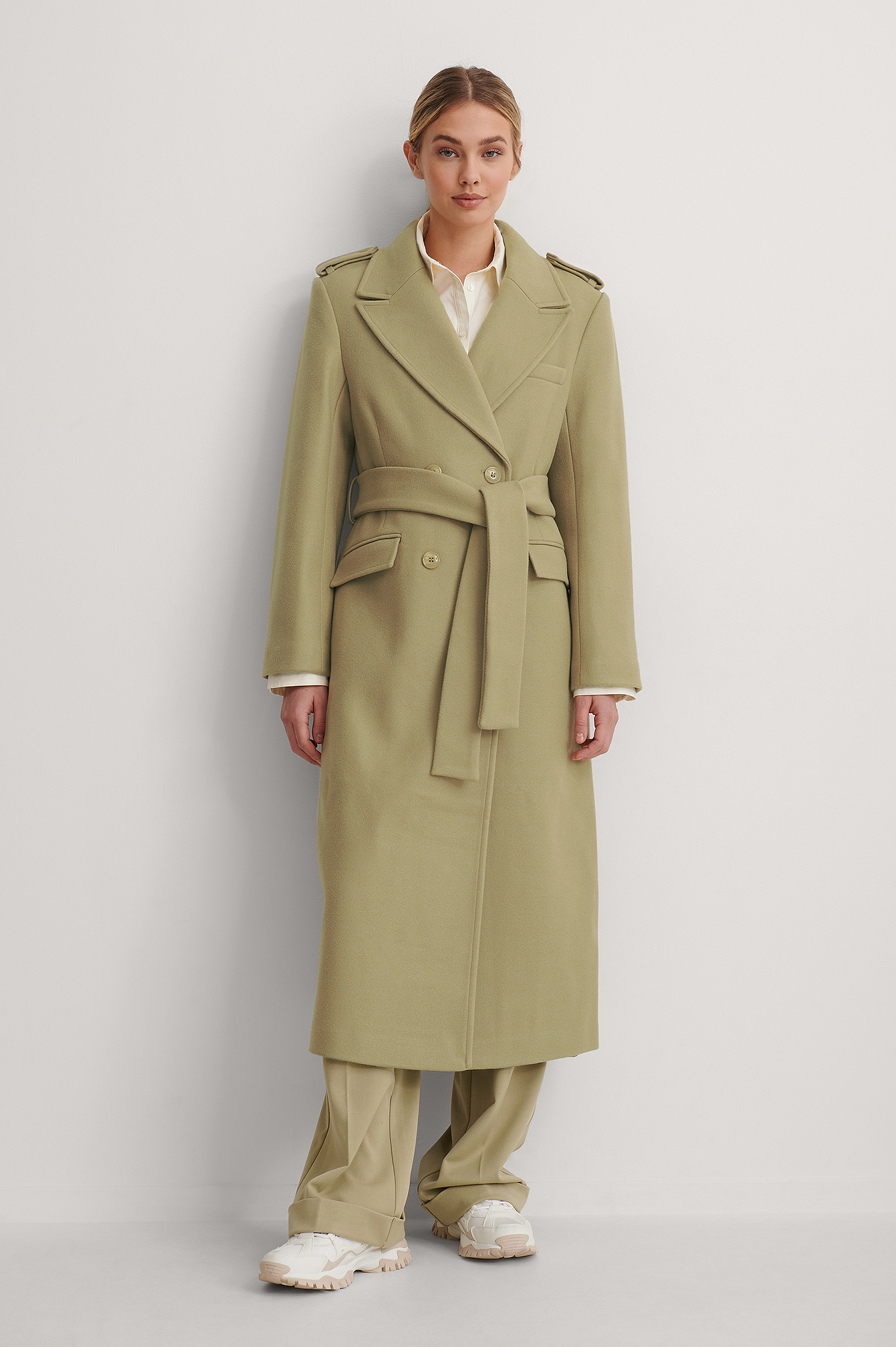 khaki maxi coat