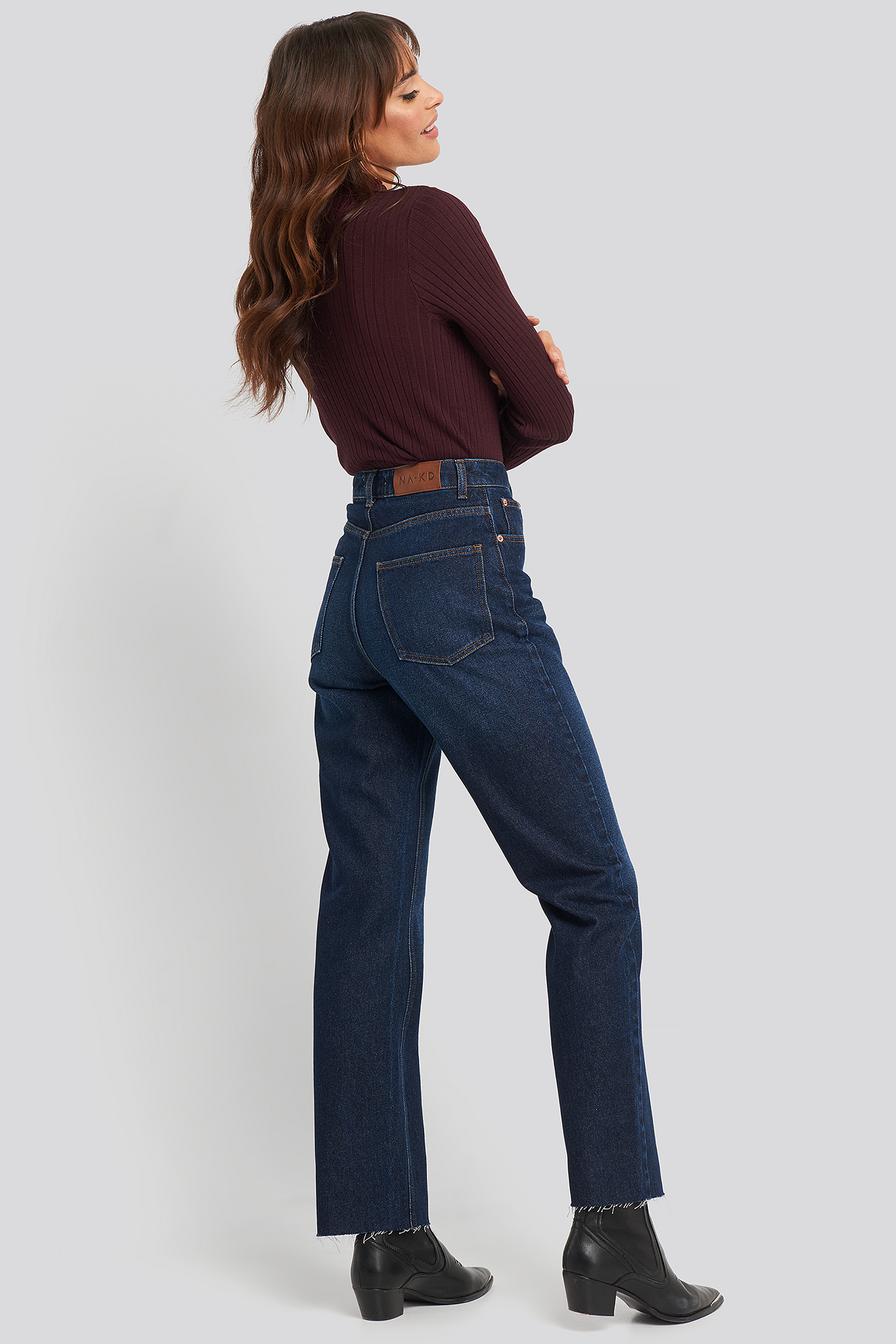 nakd raw hem straight leg jeans