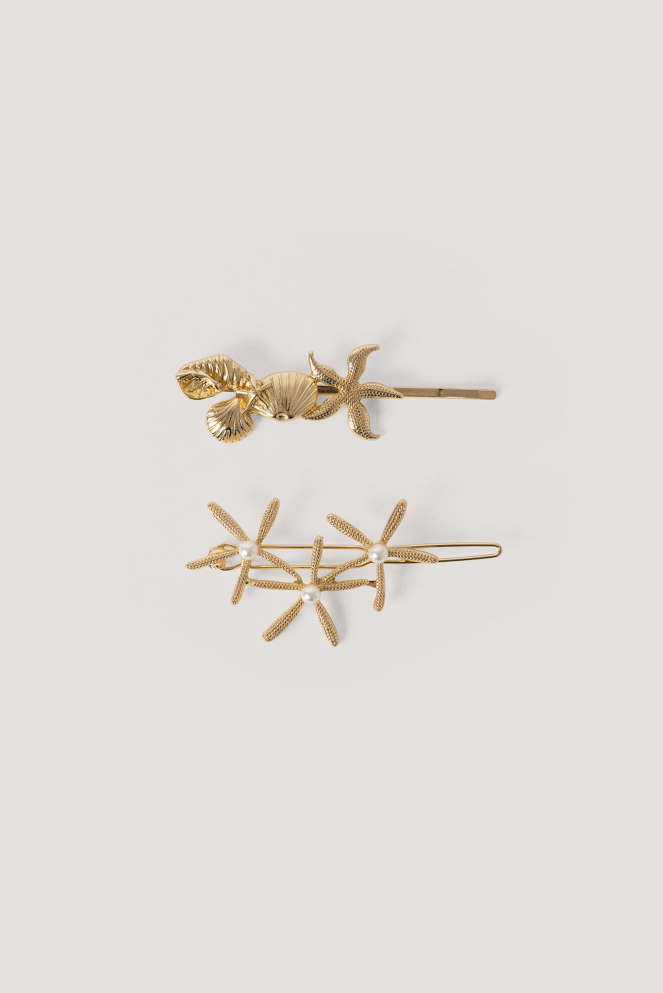 Gold 2-Pack Starfish Hairpins
