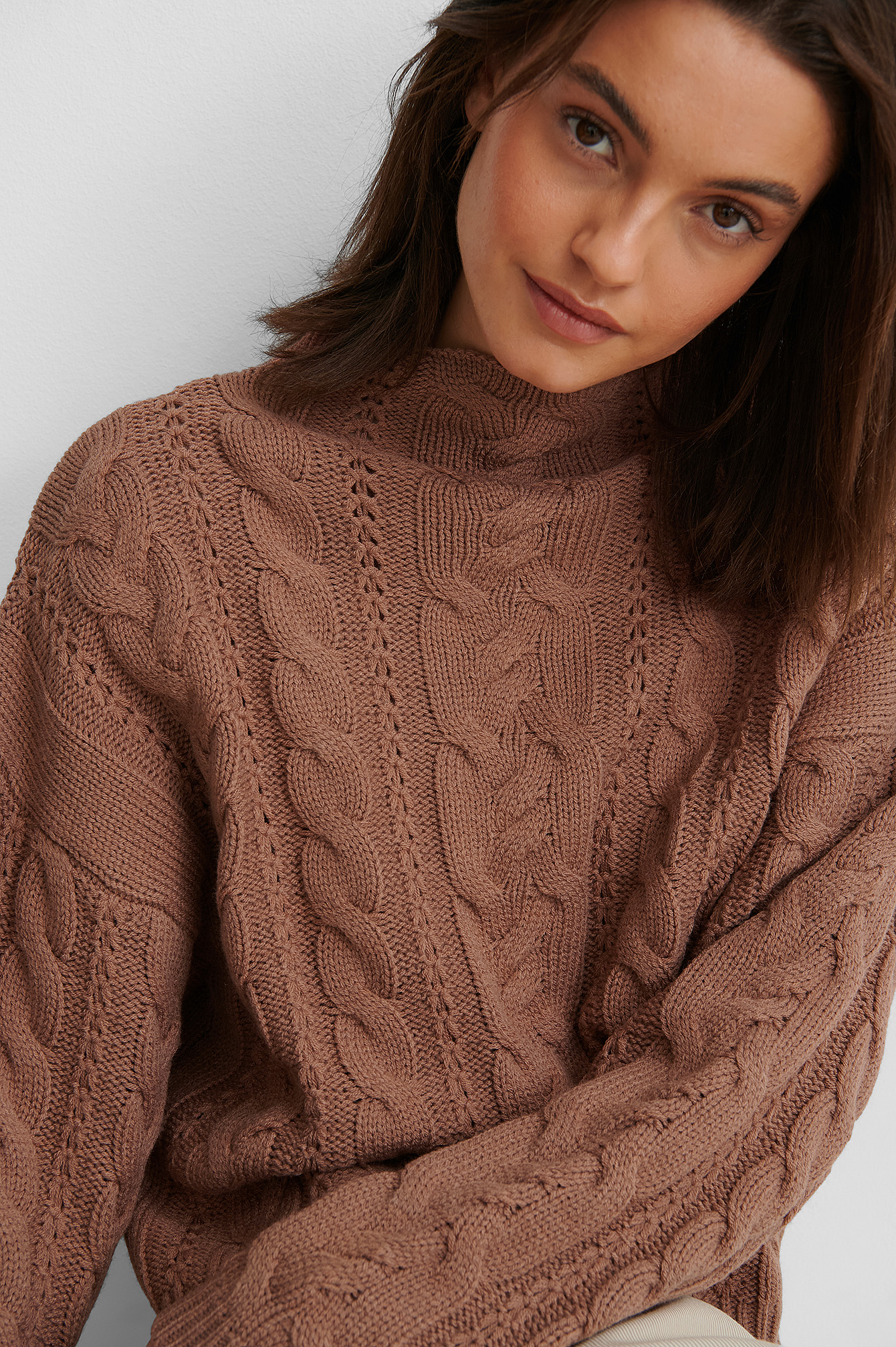 Dusty Dark Pink All Over Cable Knitted Sweater