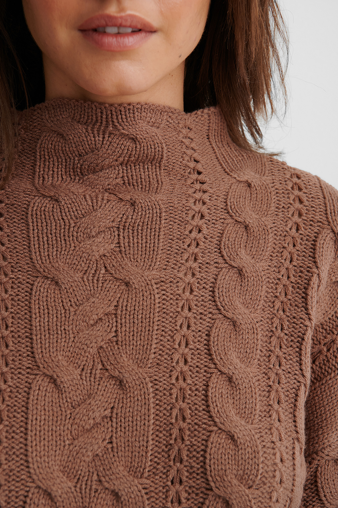 Dusty Dark Pink All Over Cable Knitted Sweater