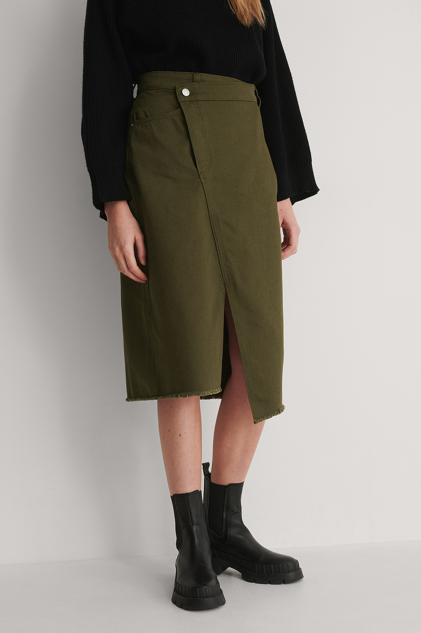 Asymmetric Denim Skirt Green | na-kdlounge.com