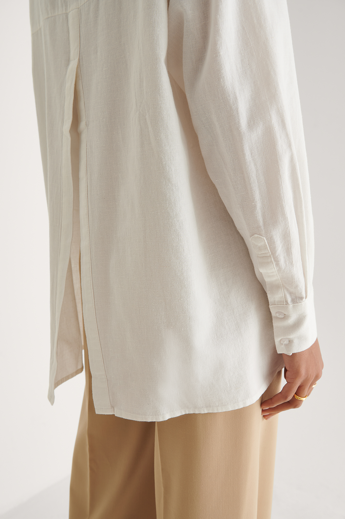 White Back Slit Shirt