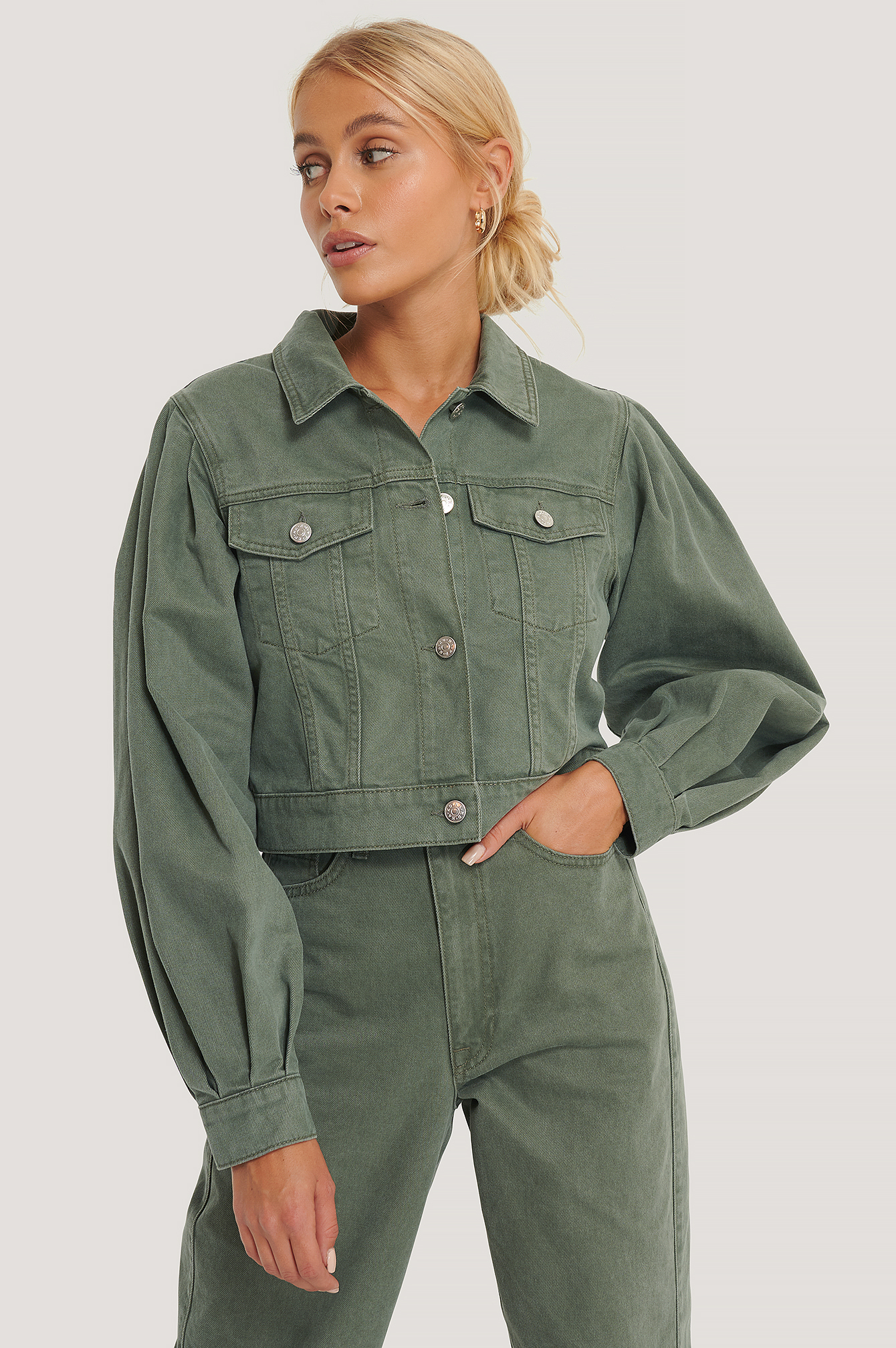 crop green jacket