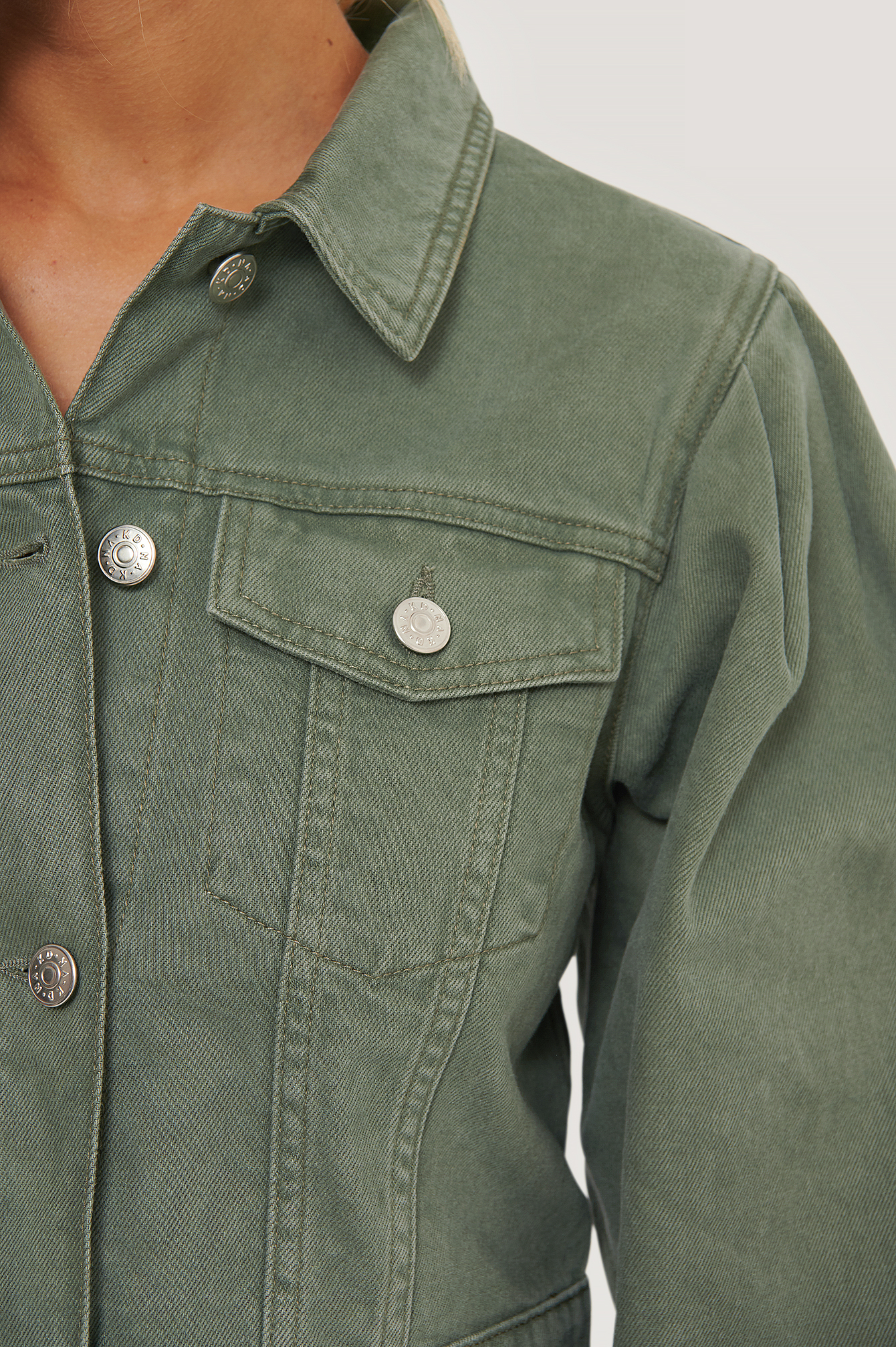 cropped green jean jacket