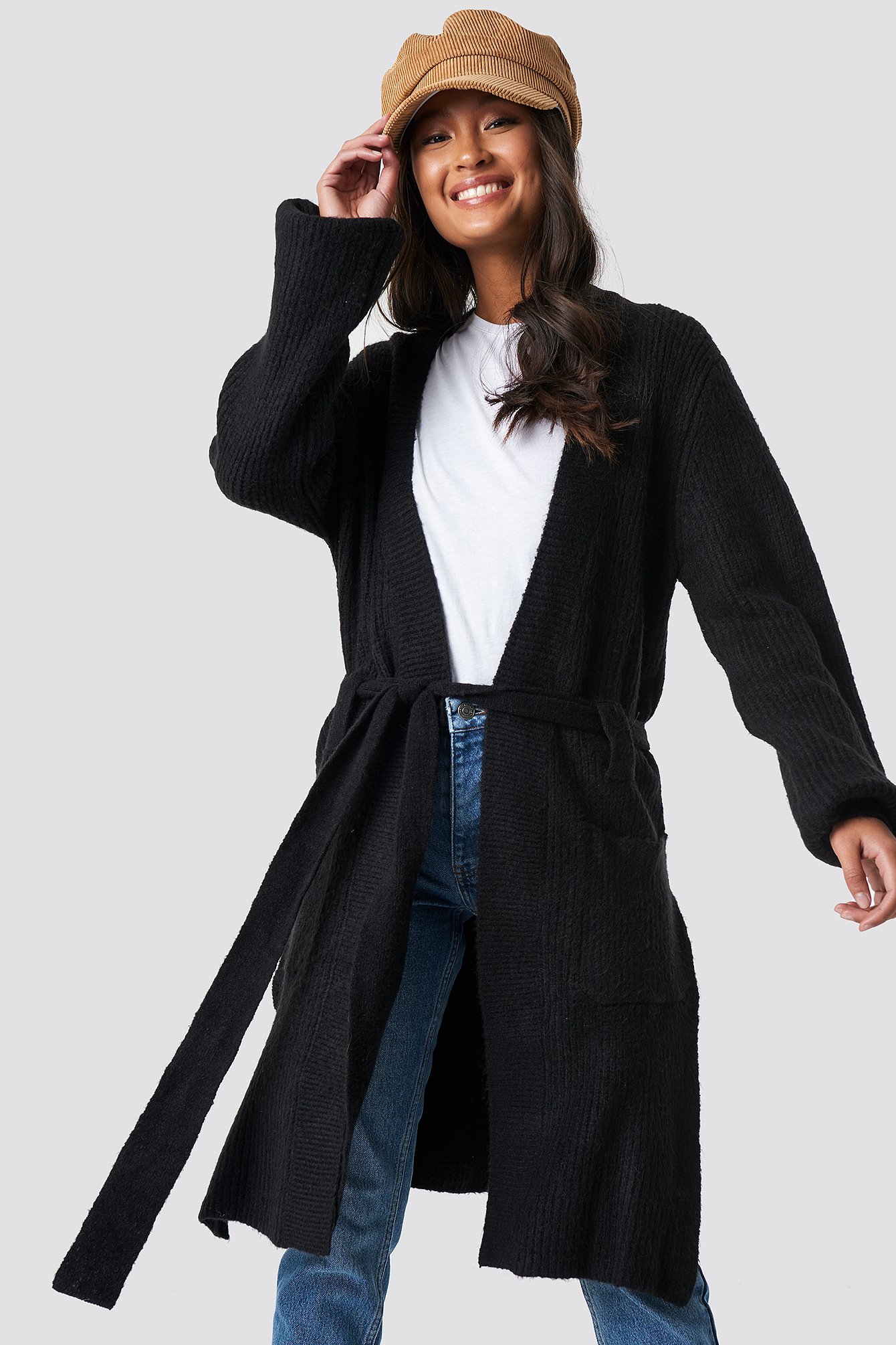 black balloon sleeve cardigan