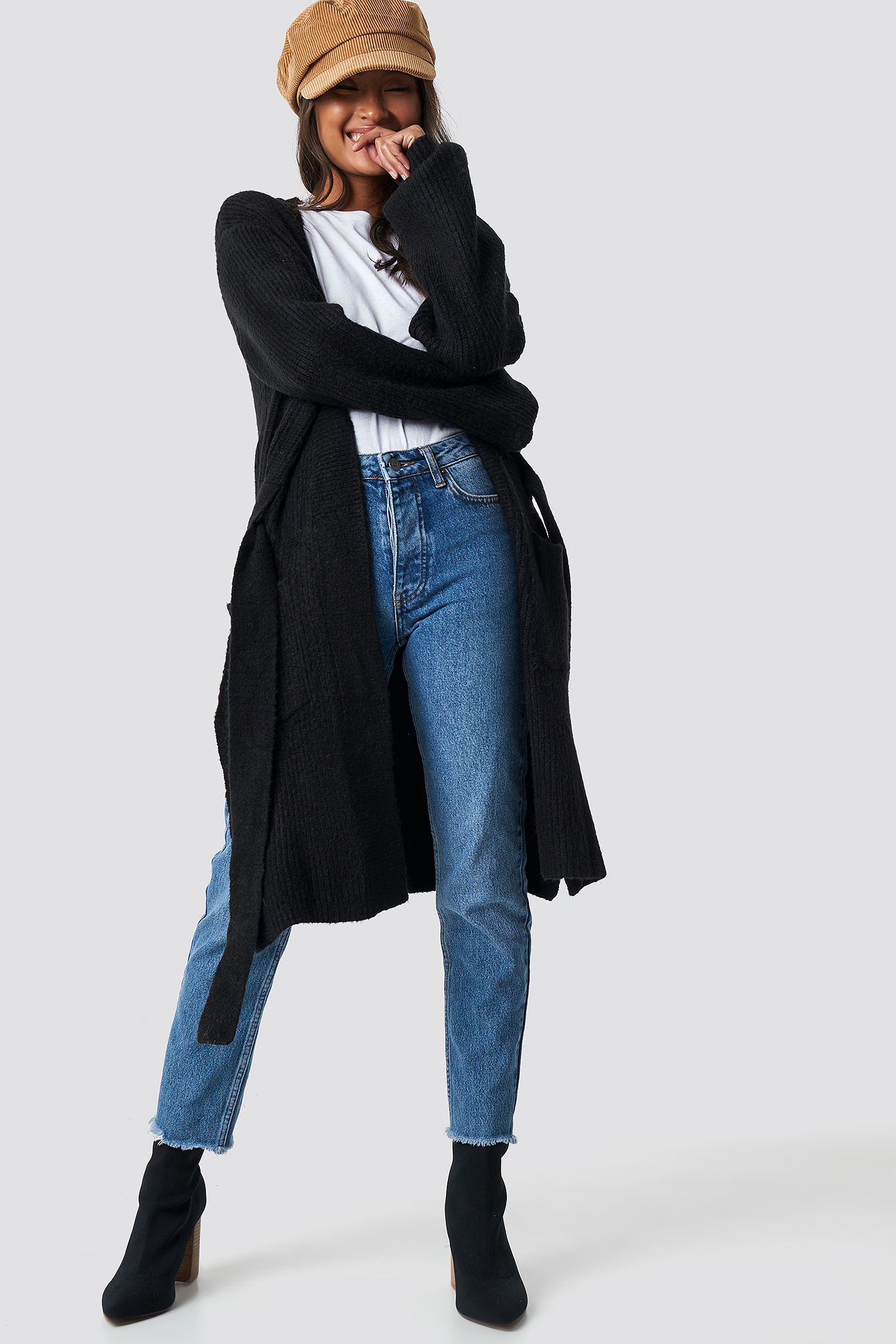 black balloon sleeve cardigan