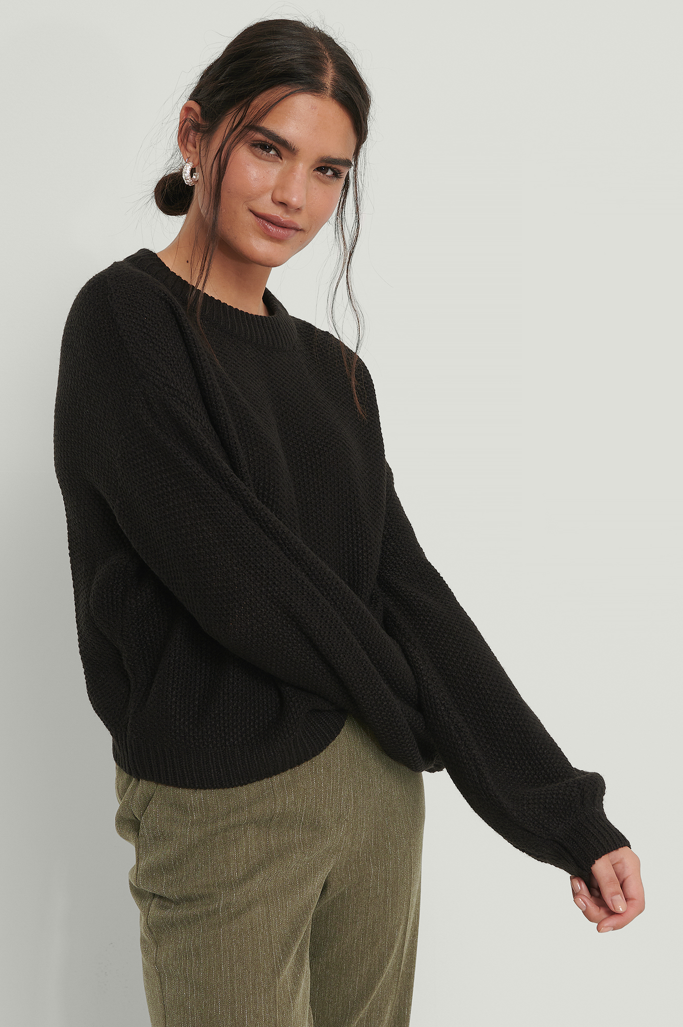 cropped balloon sleeve jumper