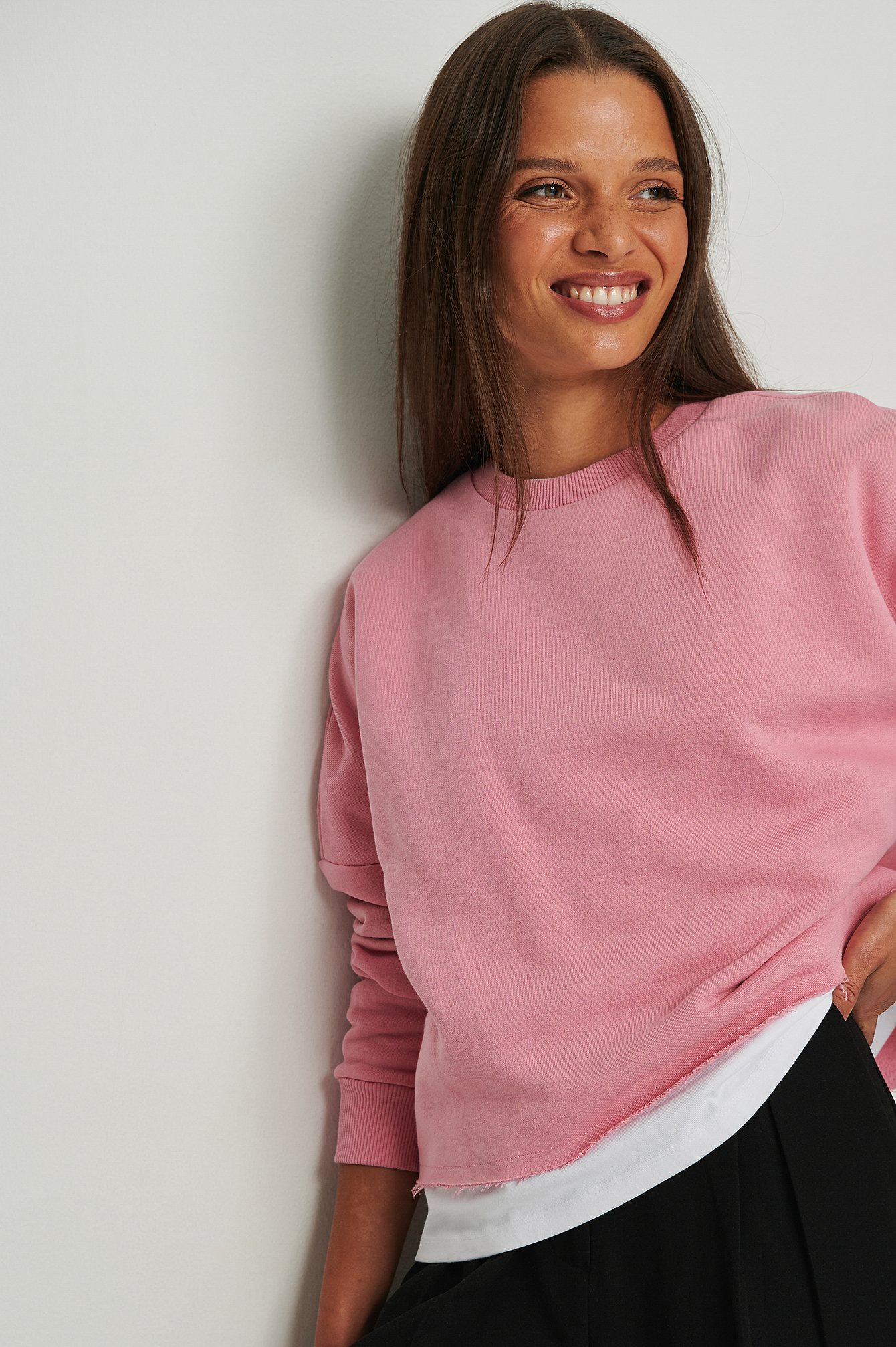 pink sweater cropped