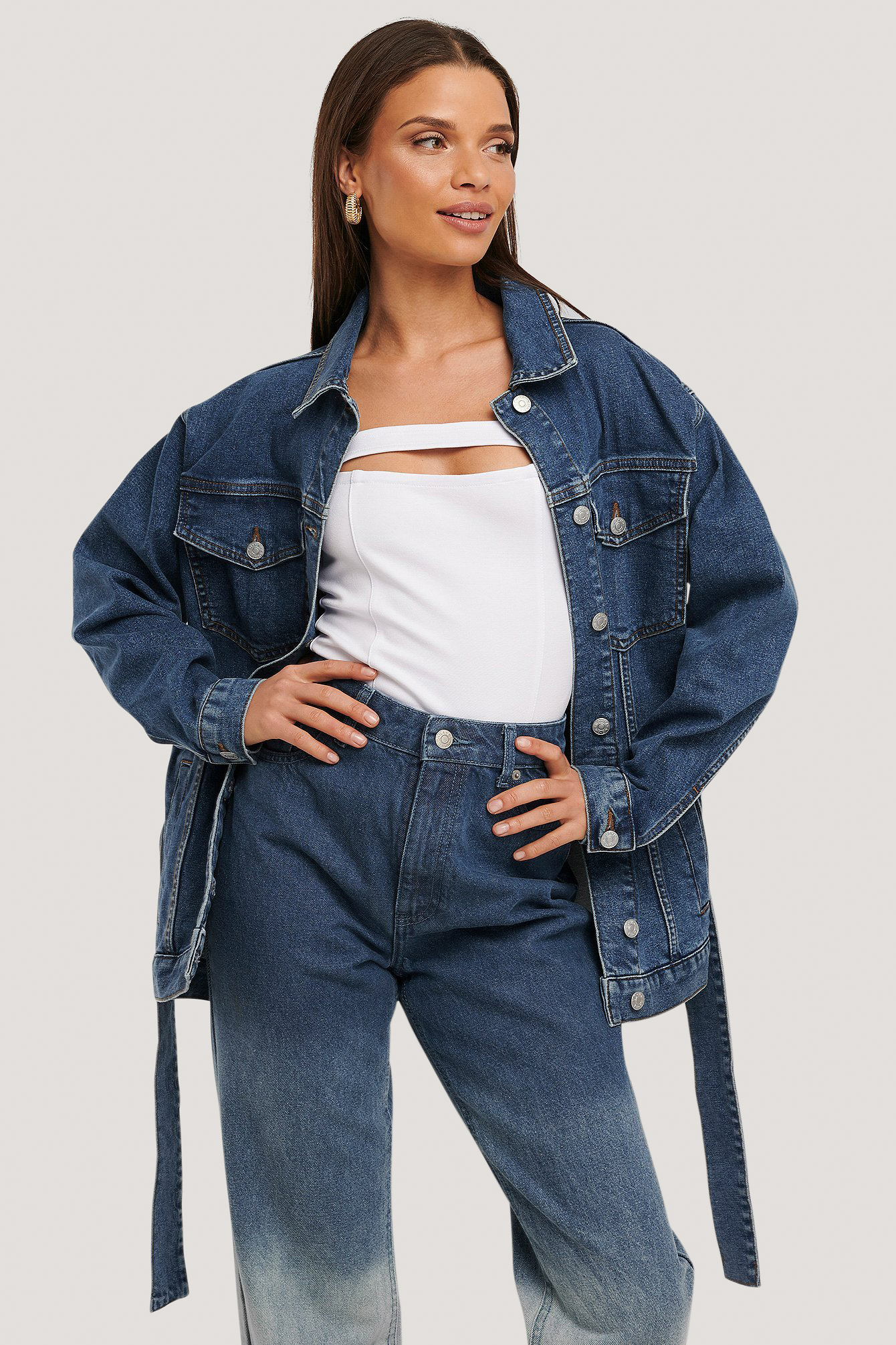 belted jeans jacket