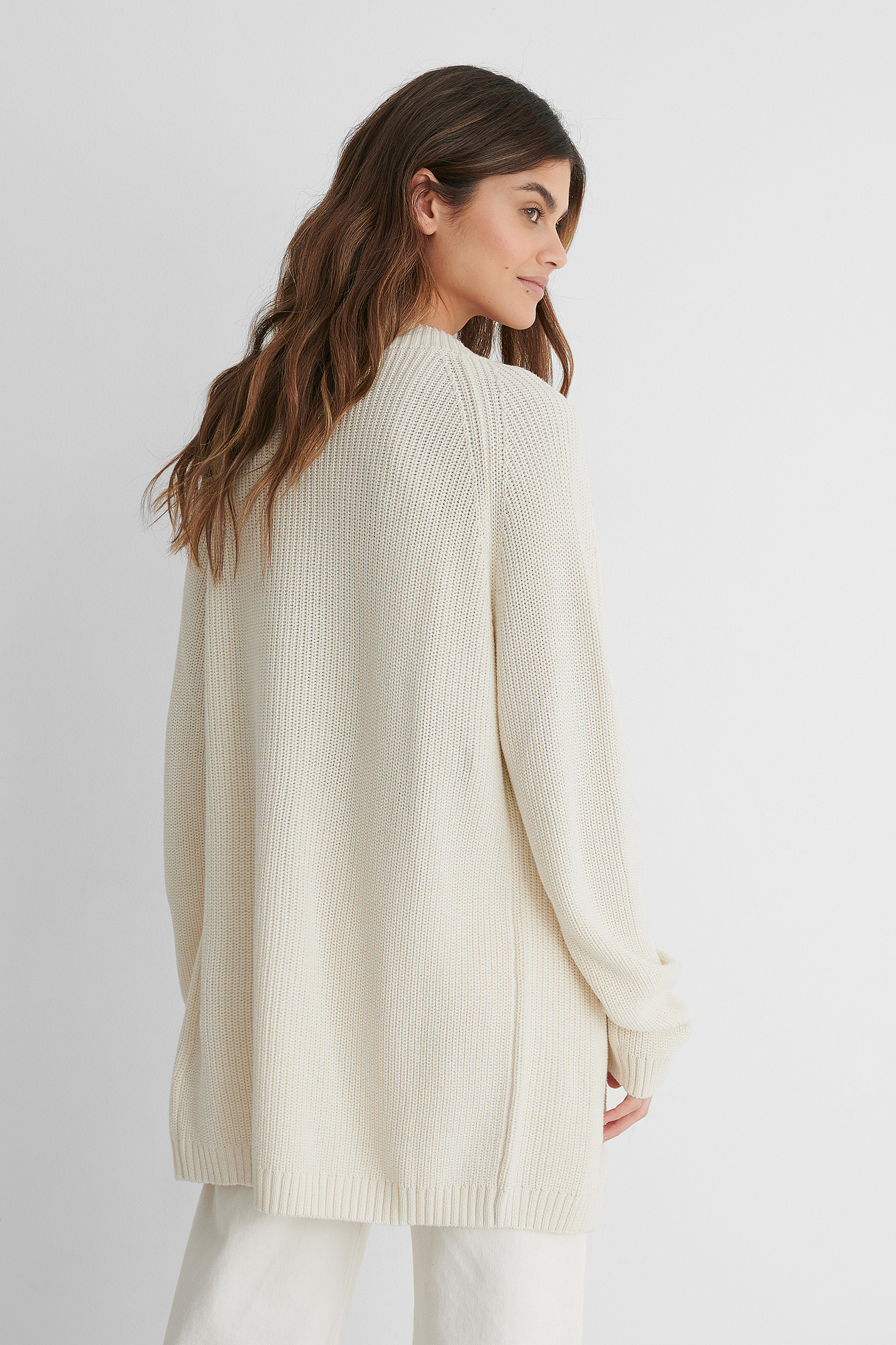 knitted white cardigan