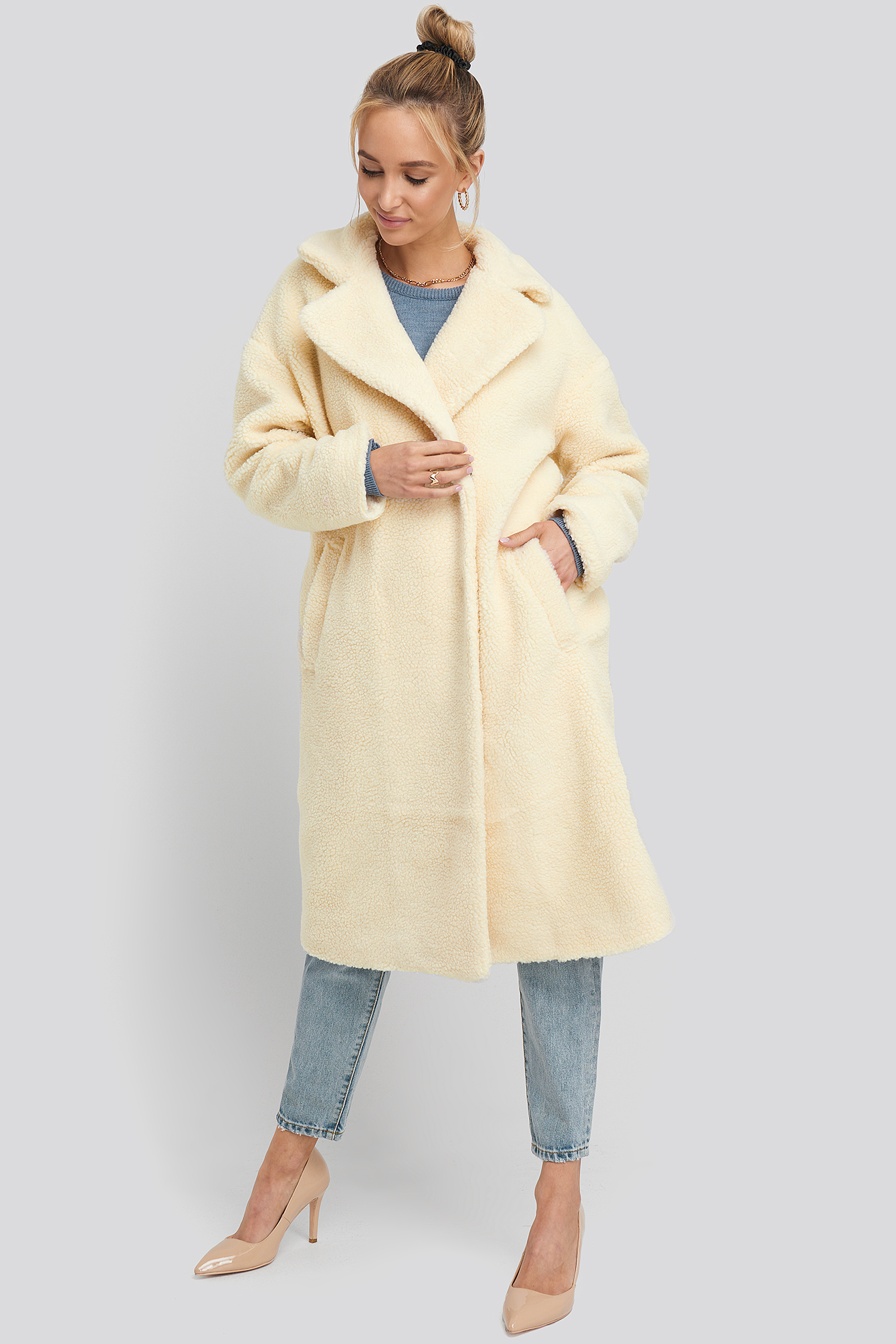 teddy coat off white
