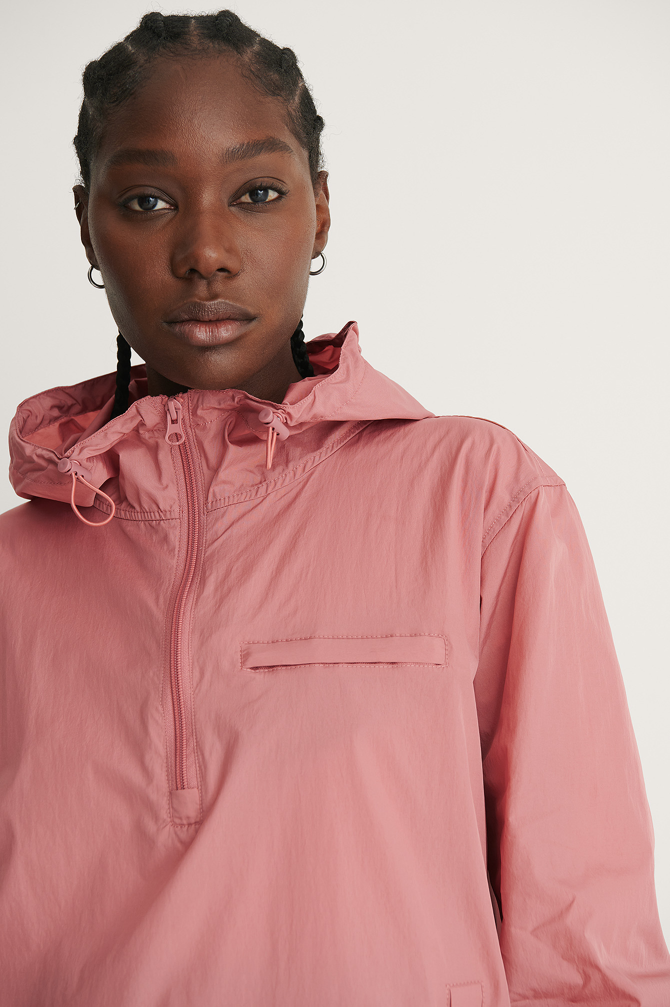 pink half zip windbreaker