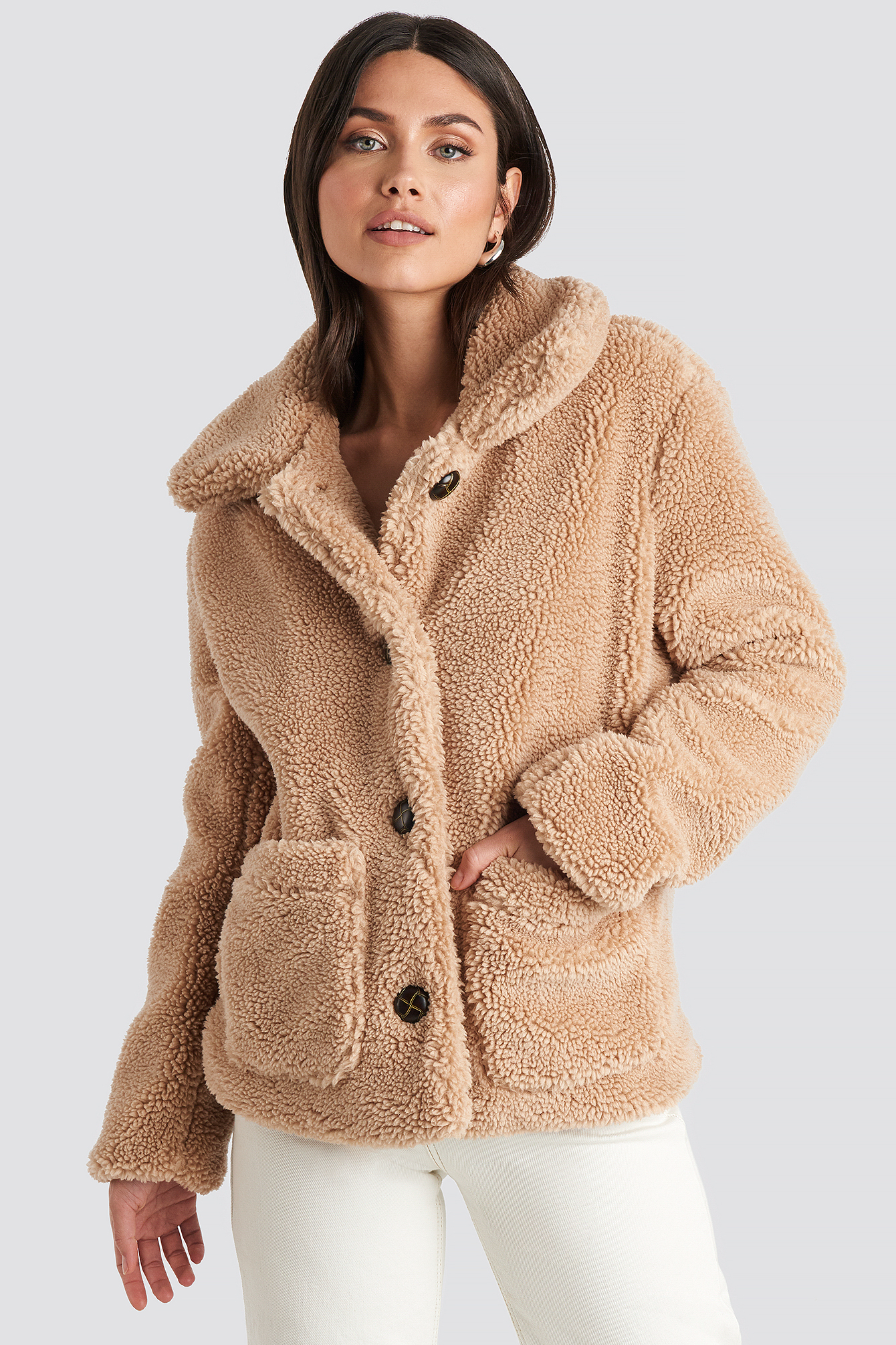 teddy jacket with buttons