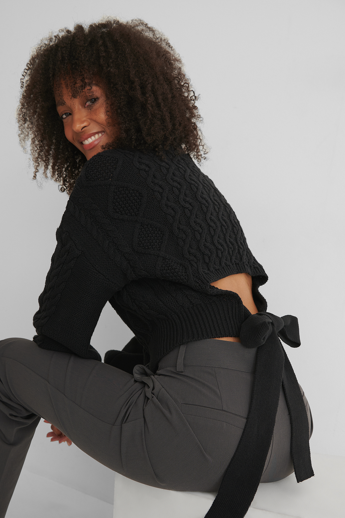 black open back sweater