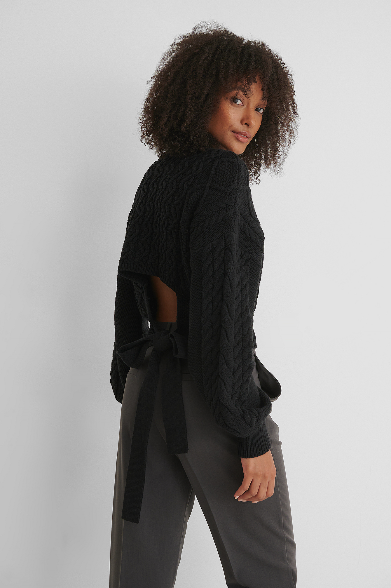 black open back sweater