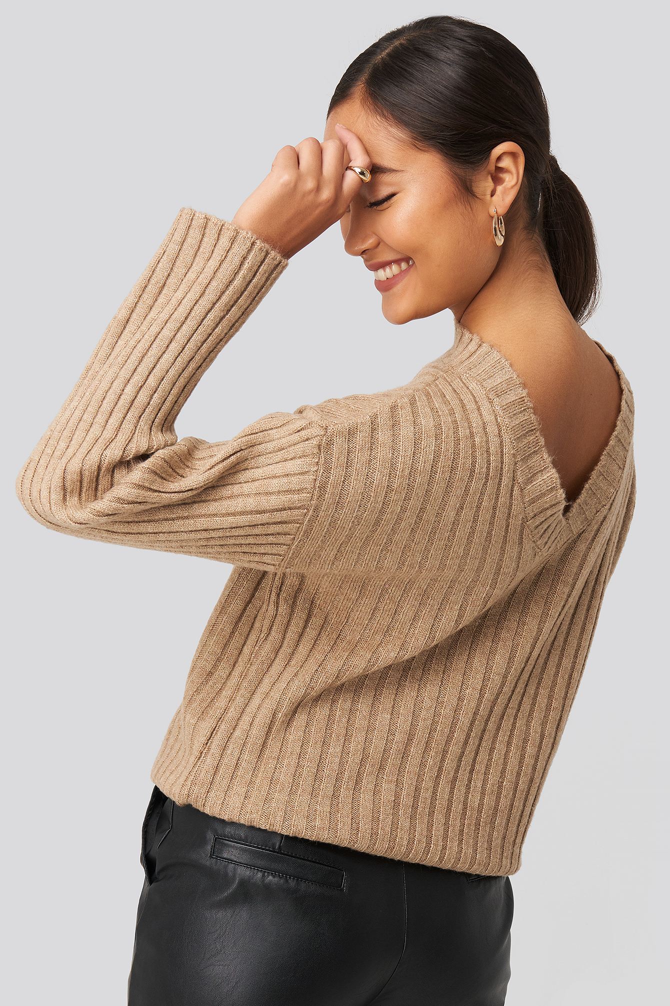 open back knit sweater