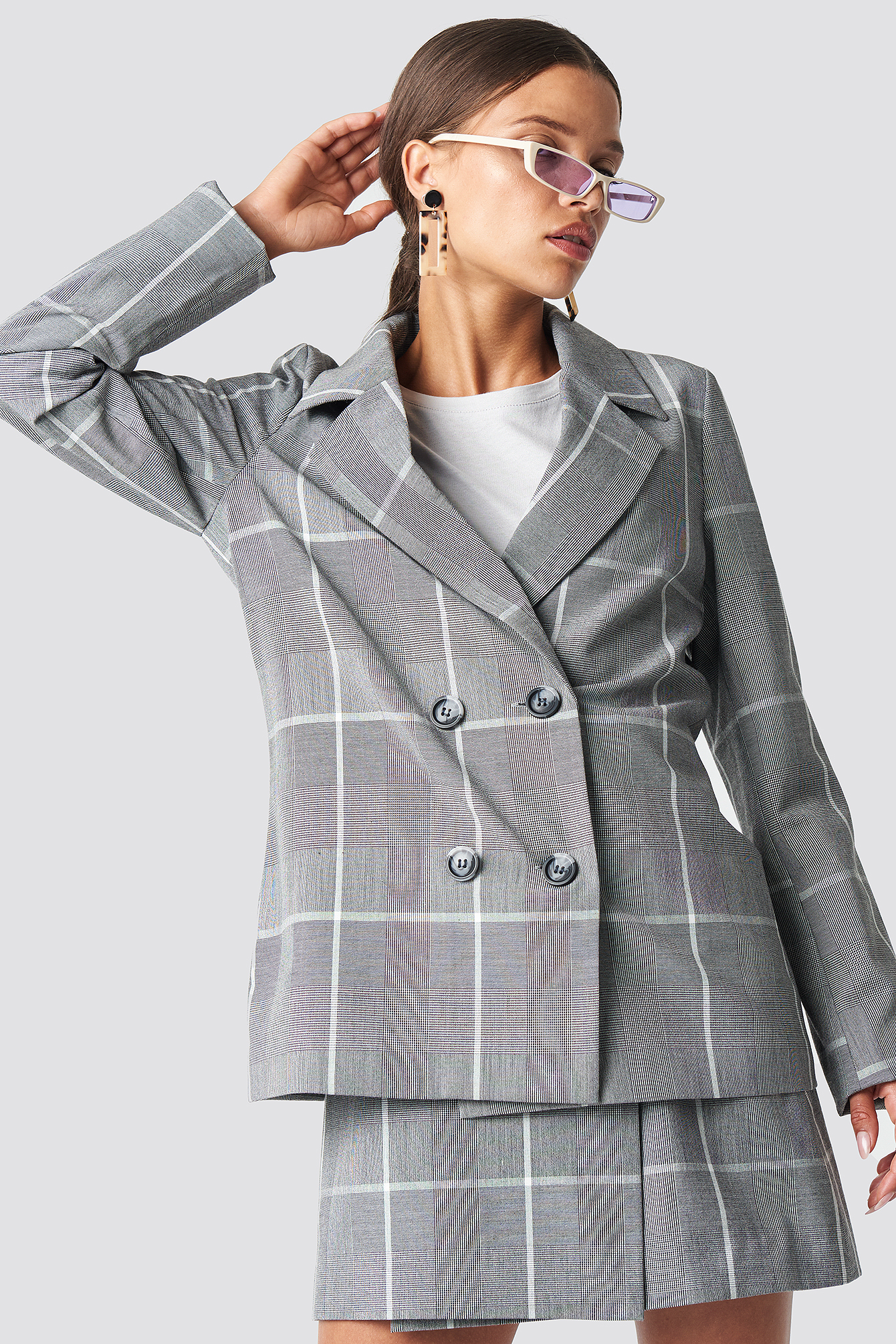 oversized check blazer