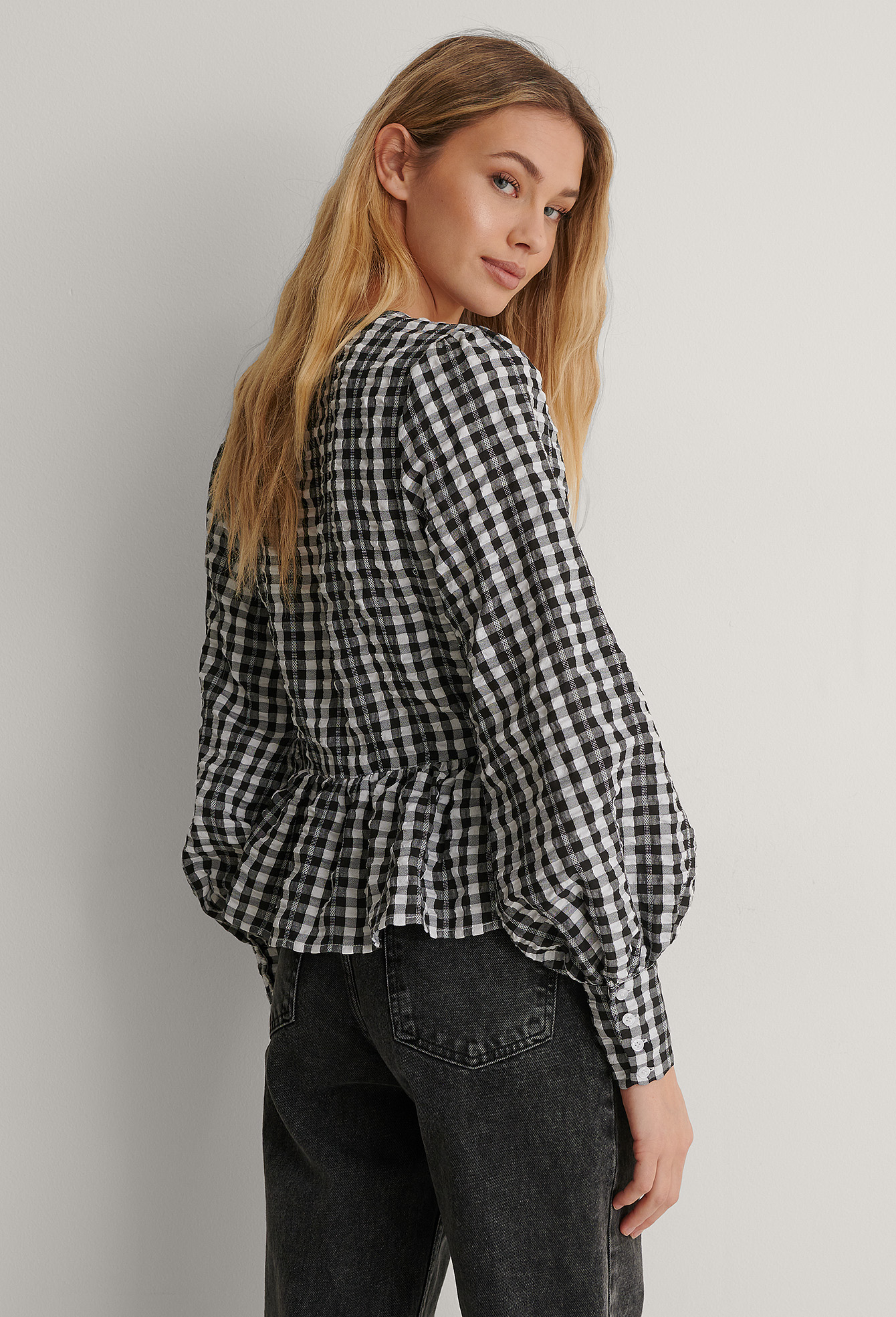 checkered blouse womens