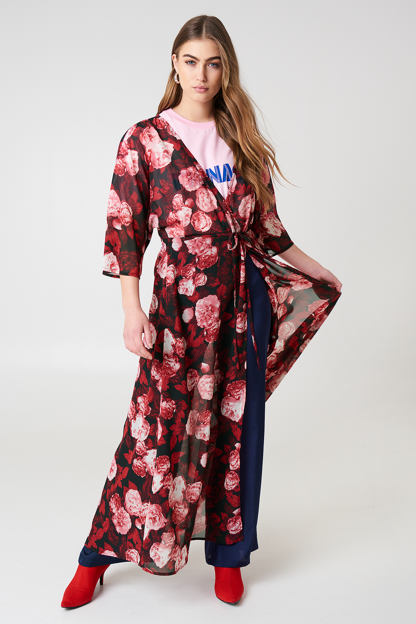 navy chiffon coat