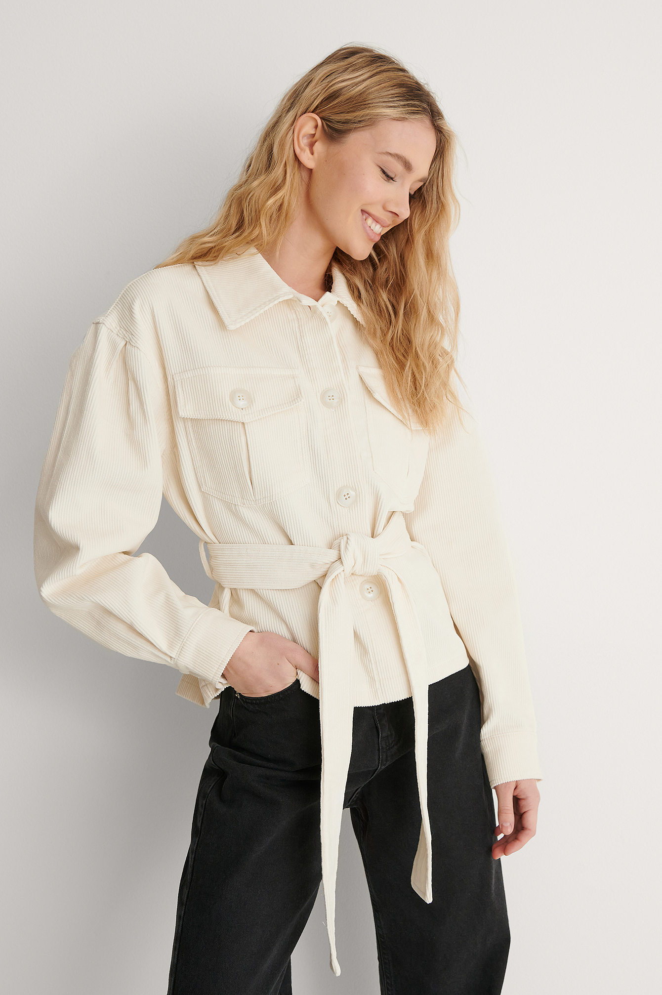 corduroy belted jacket