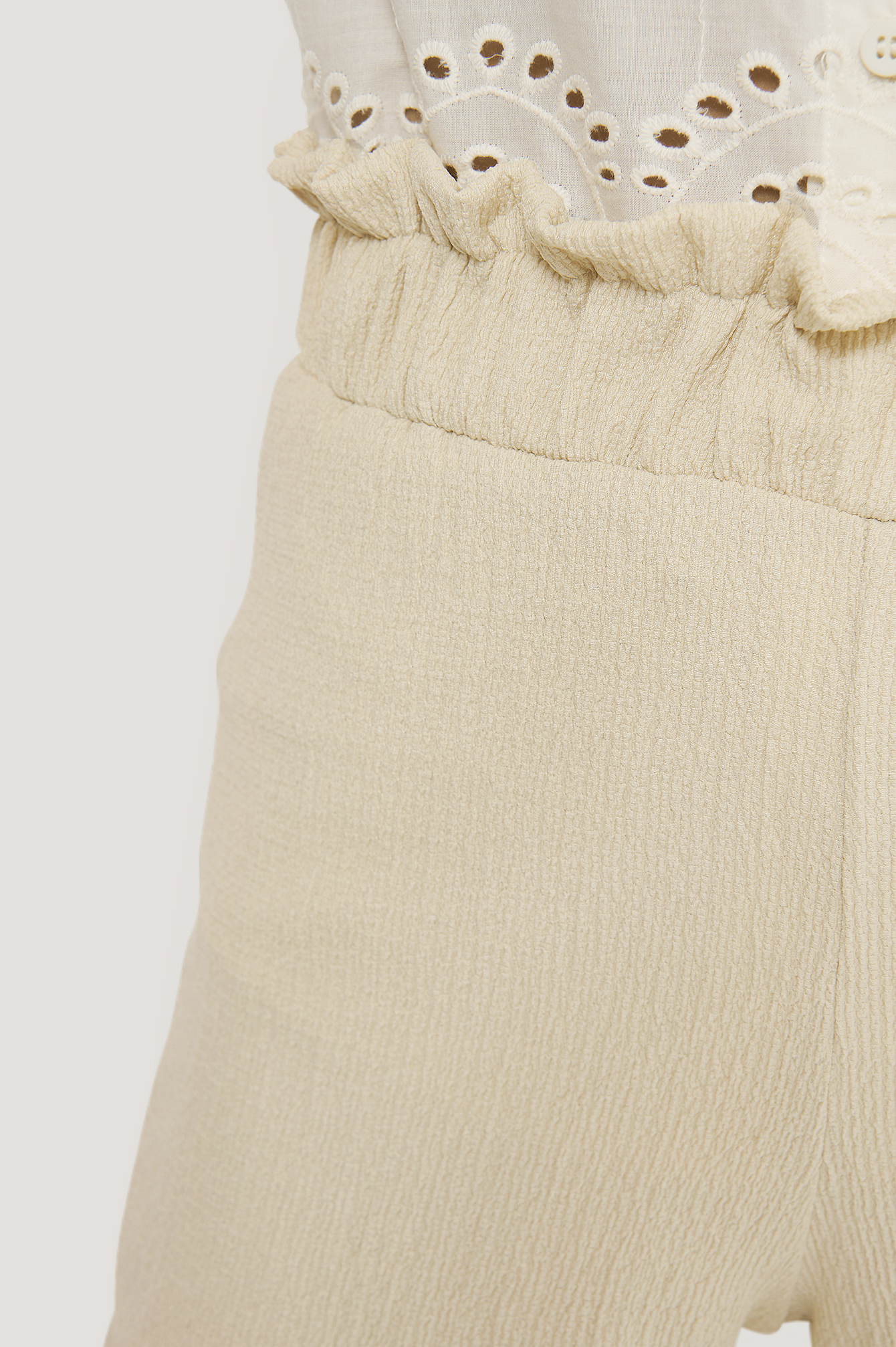 Beige Recycled Crepe Smock Frill Shorts