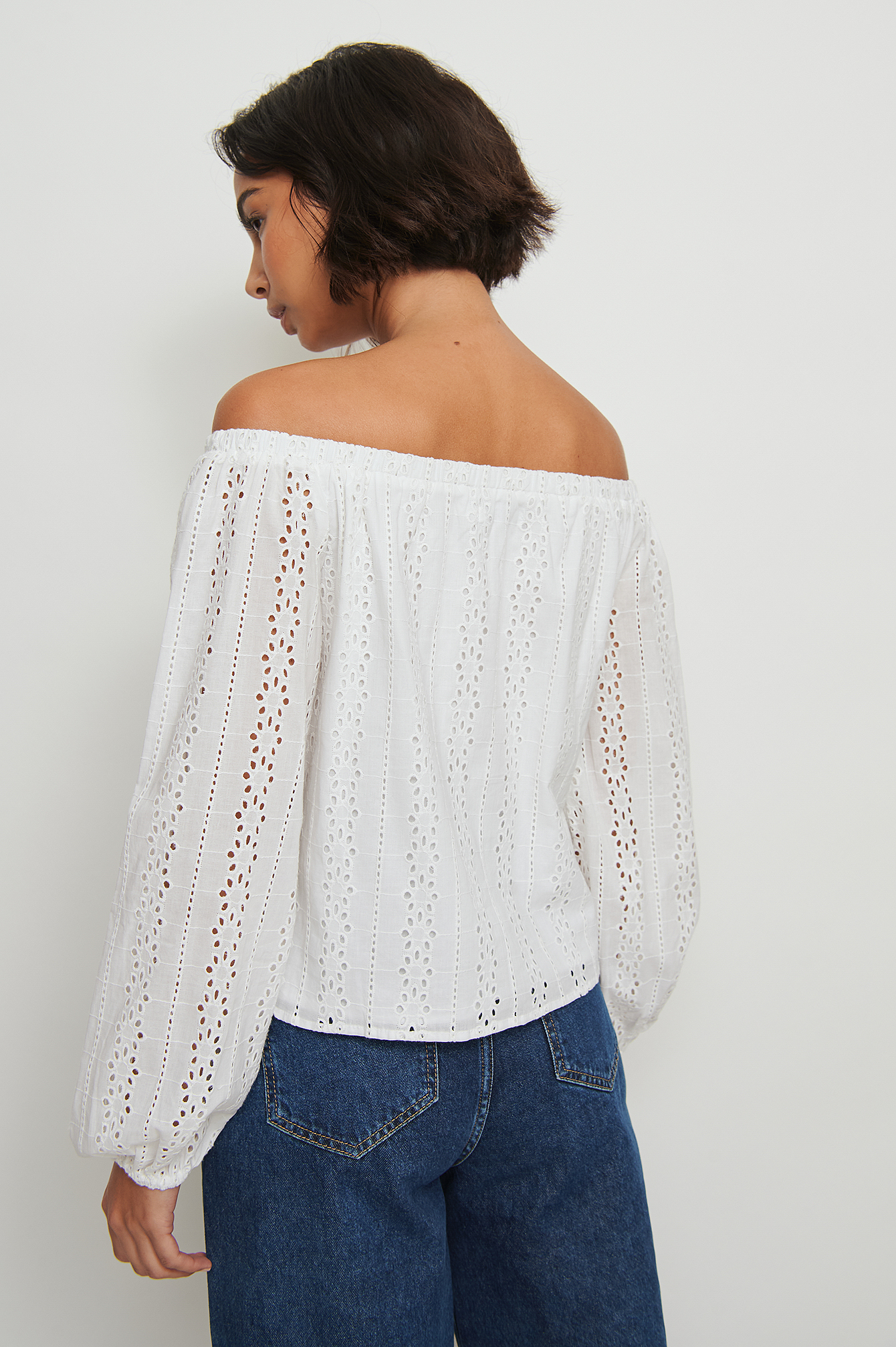 gray off shoulder top